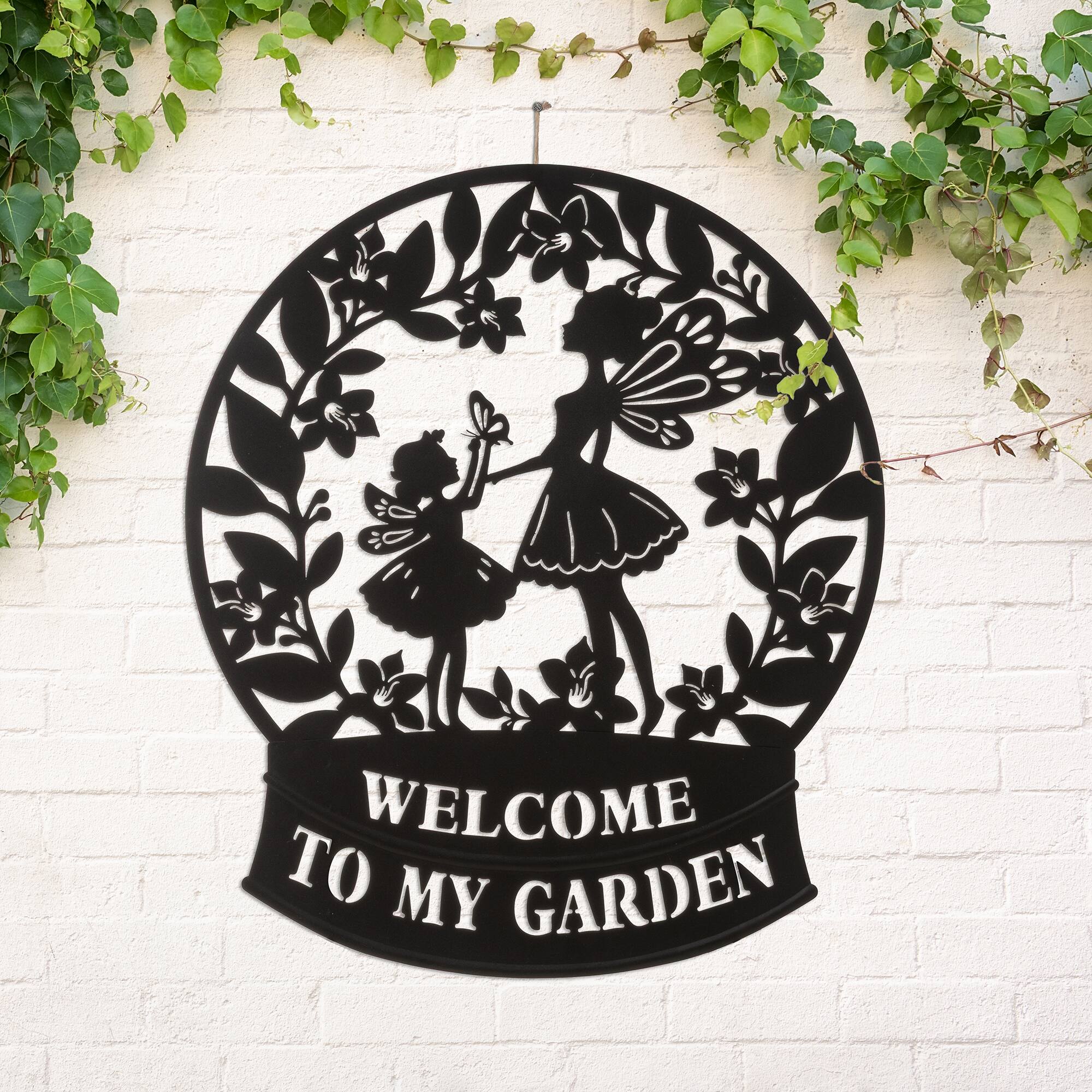 Glitzhome® 30" 2-in-1 Painted Metal Flower Fairy Silhouette Garden Yard Stake & Wall Decor