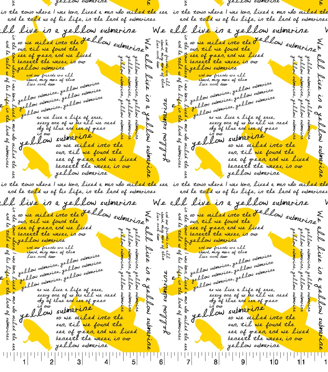 Epic Lennon & McCartney Yellow Submarine Cotton Fabric