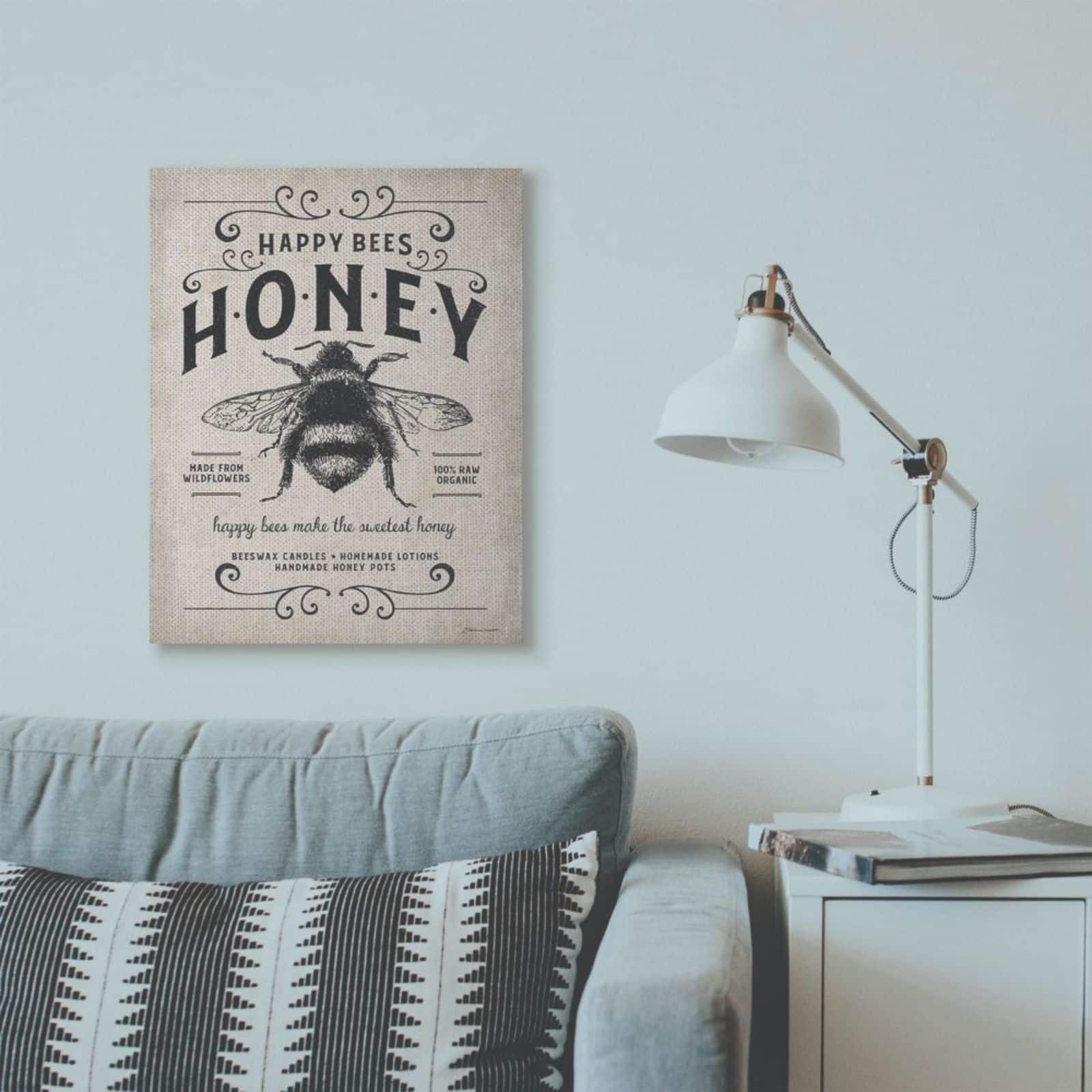 Stupell Industries Honey Bee Rustic Farm Canvas Wall Art