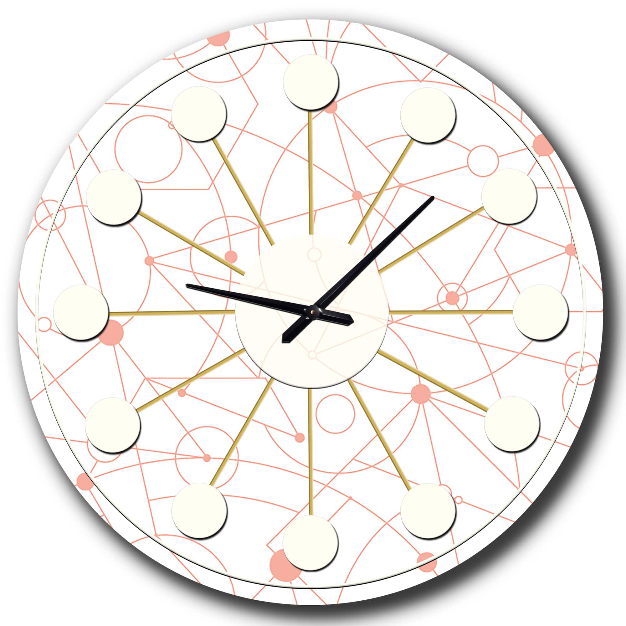 Designart 'Retro Geometric Grid Ii Mid-Century Modern Wall Clock