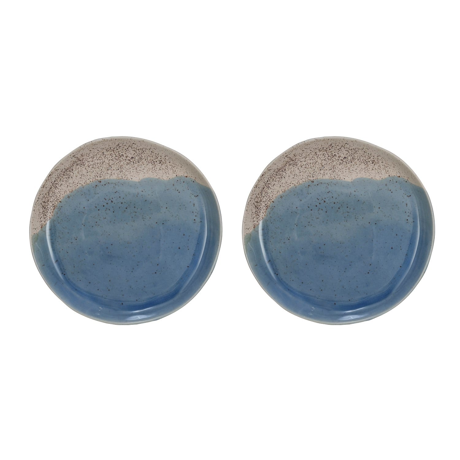 Hello Honey® 8.5" Blue & Cream Crackle Glaze Stoneware Plate, 2ct.