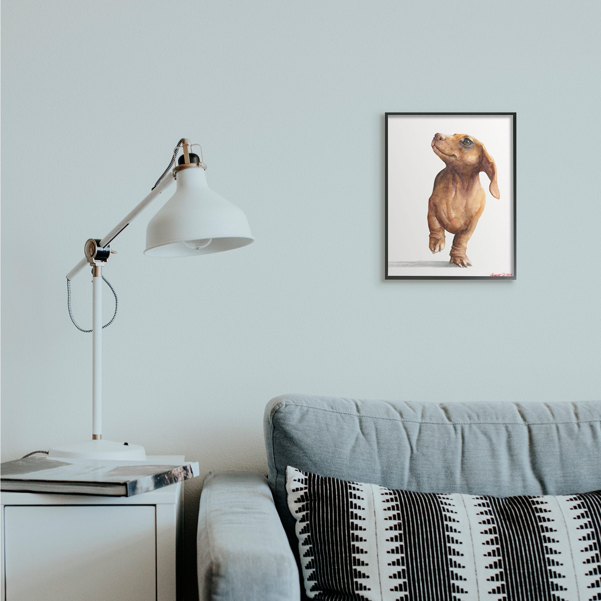 Stupell Industries Little Dachshund Dog Strutt Adorable Pet Portrait in Frame Wall Art
