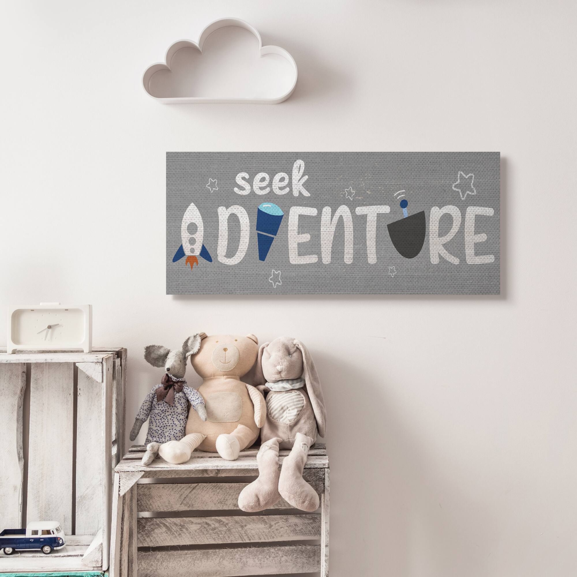Stupell Industries Seek Adventure Phrase Outer Space Imagination Canvas Wall Art