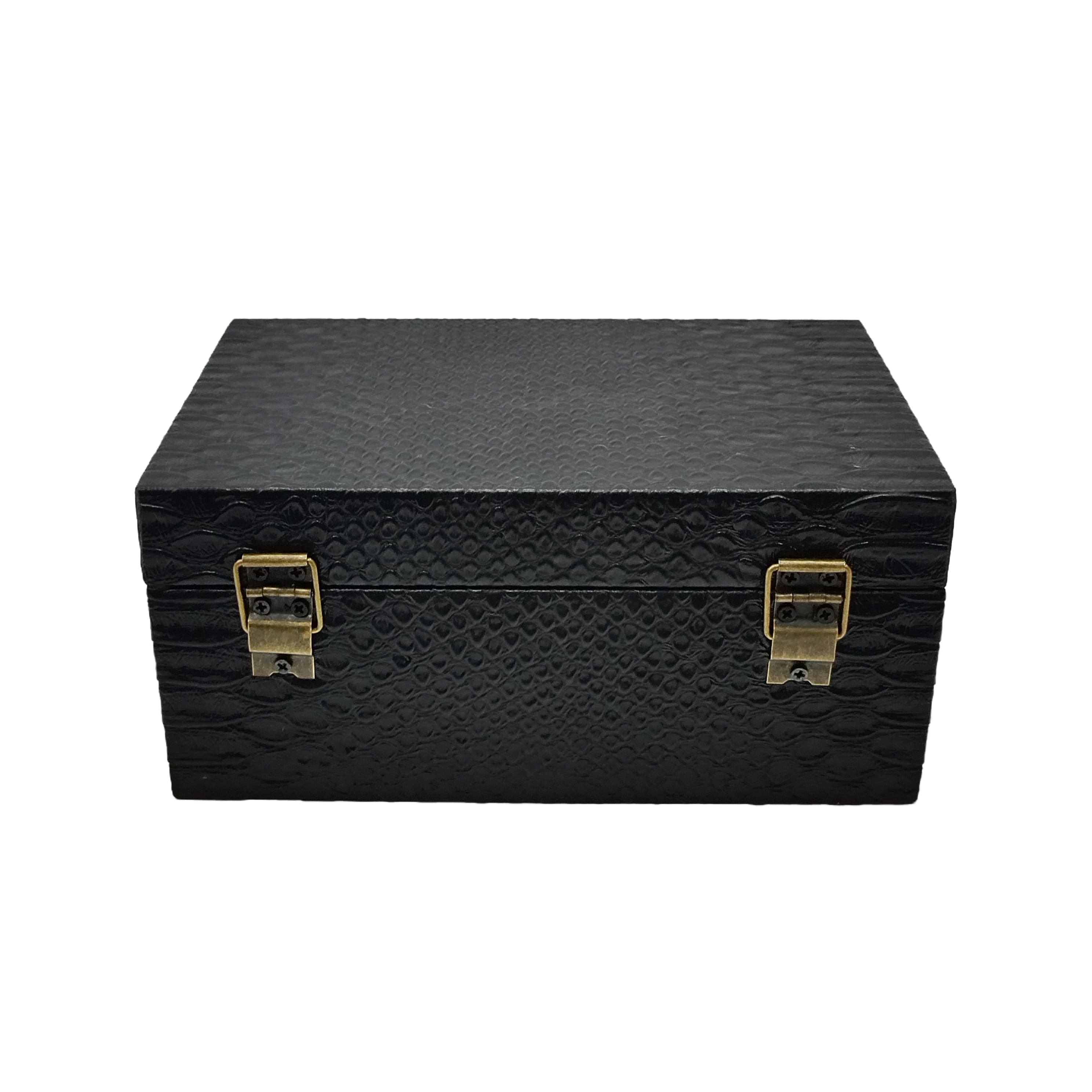 Black Faux Crocodile Embossed Decorative Box with Skull by Ashland®
