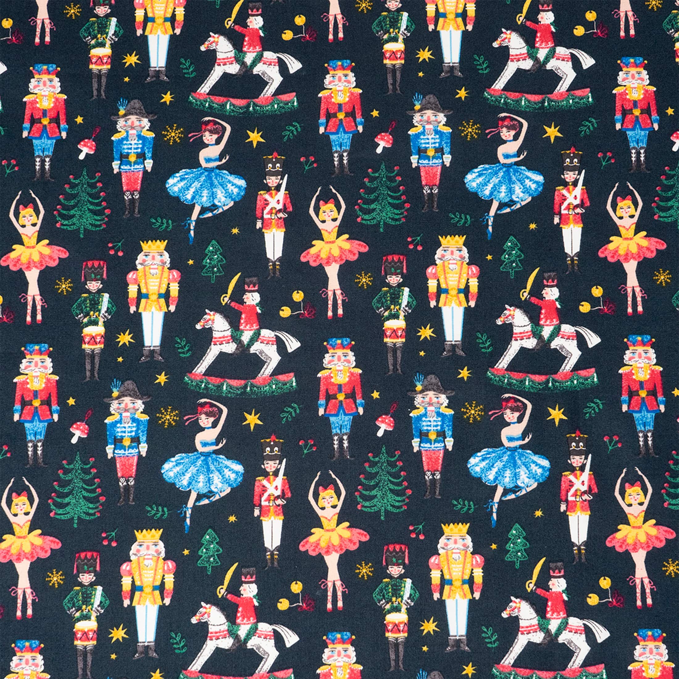 SINGER Nutcrackers on Navy Print Cotton Fabric