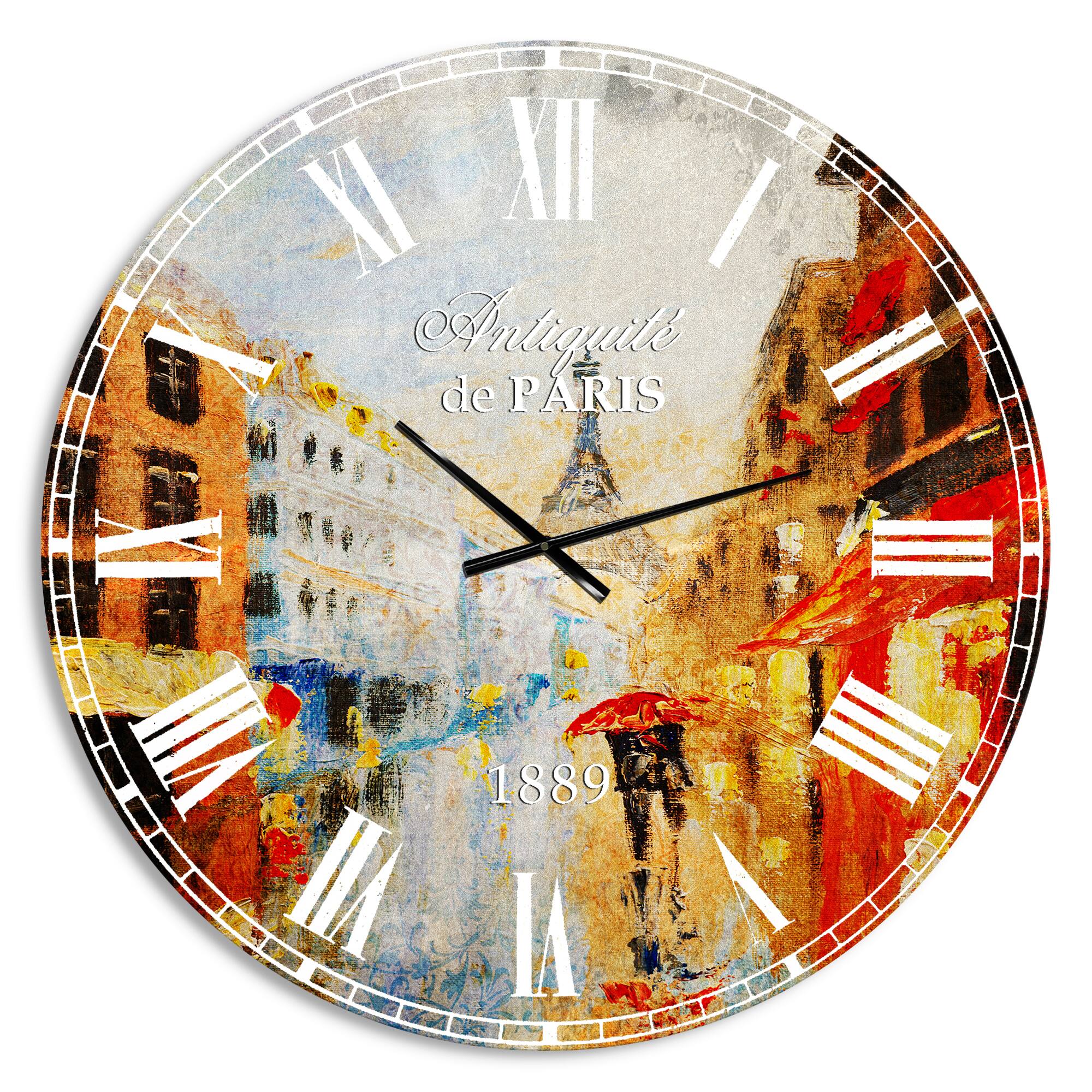 Designart 'Couple Walking In Paris French Country Wall Clock