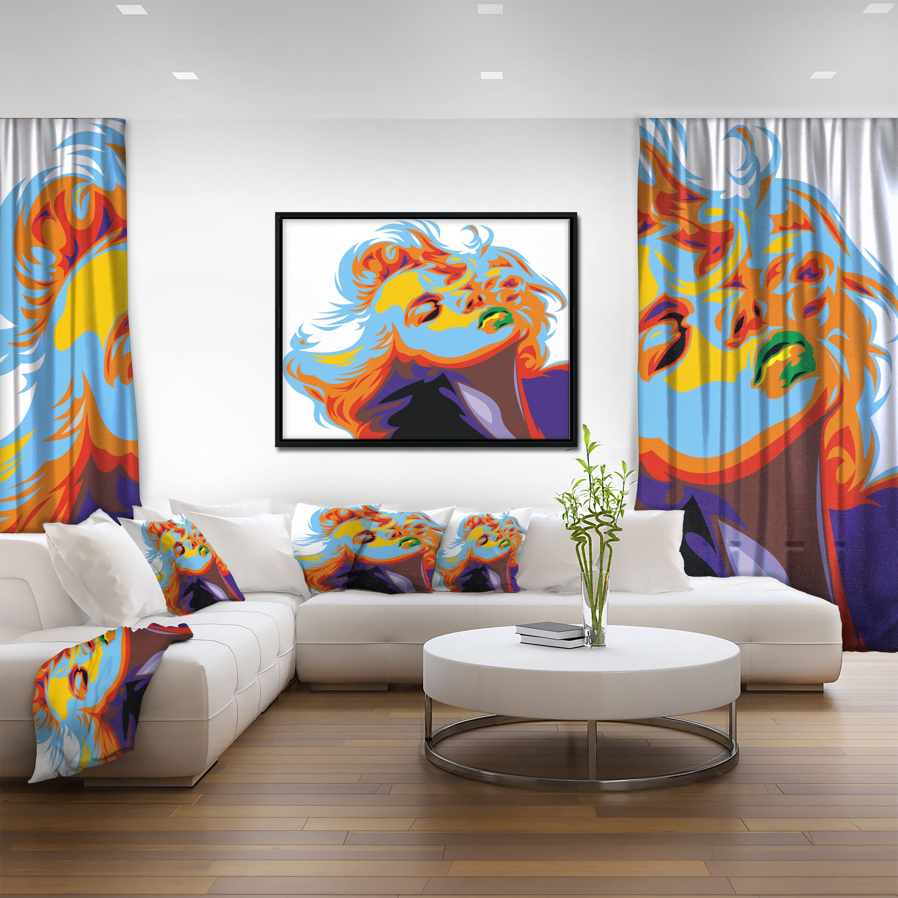 Designart - Blonde Girl Art - Vector Art Canvas Print in Black Frame