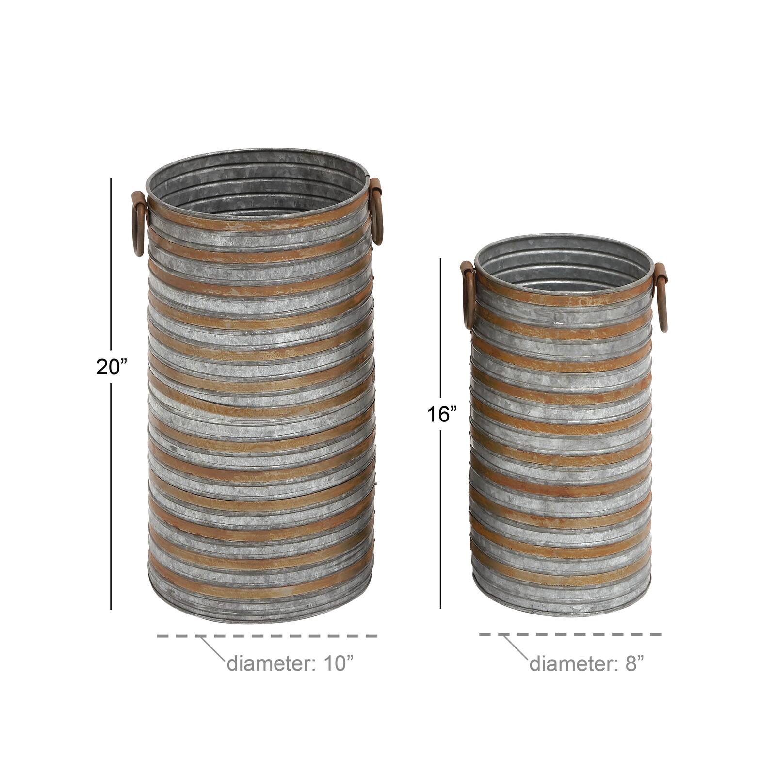 Metallic Farmhouse Planter Set 20" & 16"