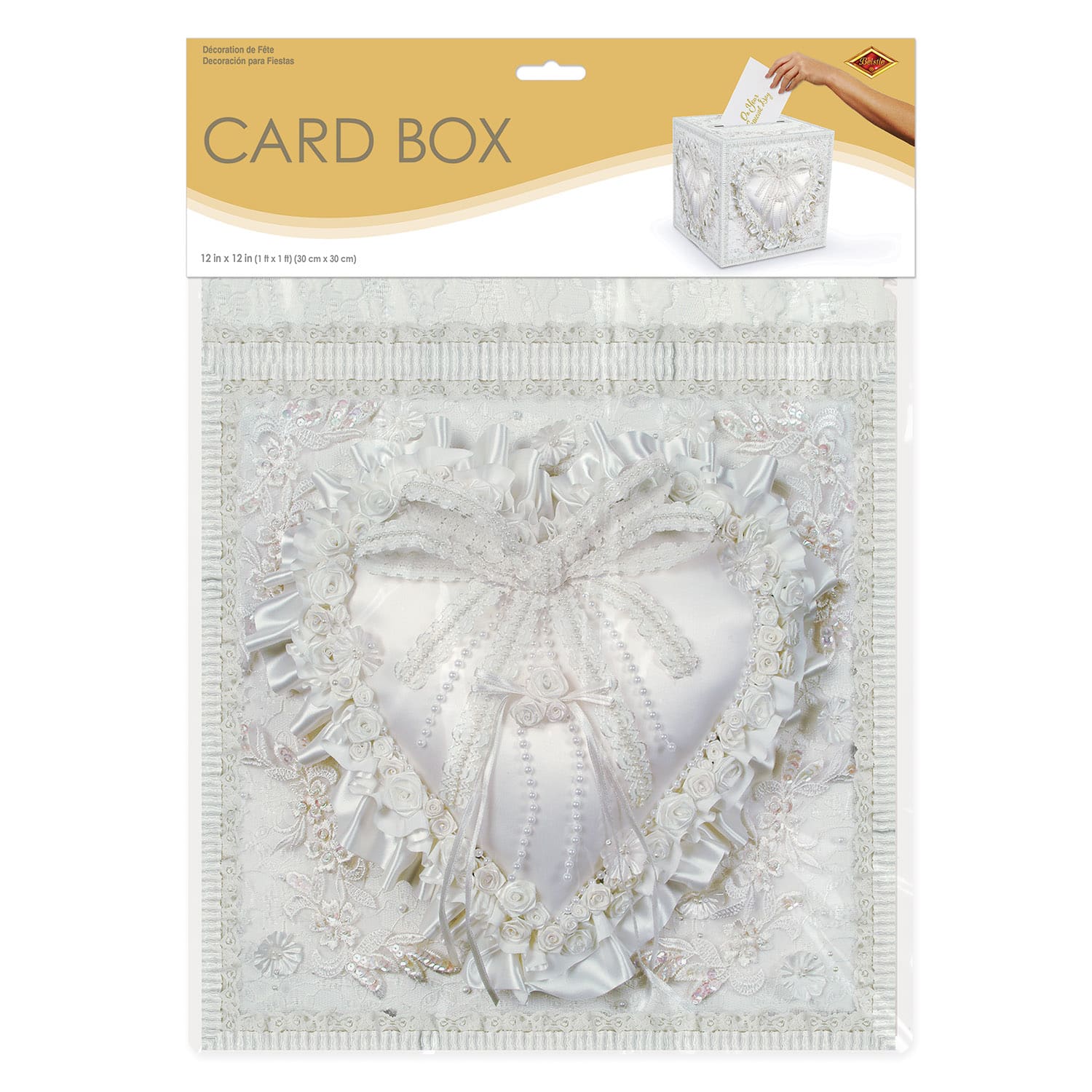 Beistle White 12" x 12" Heart Card Box