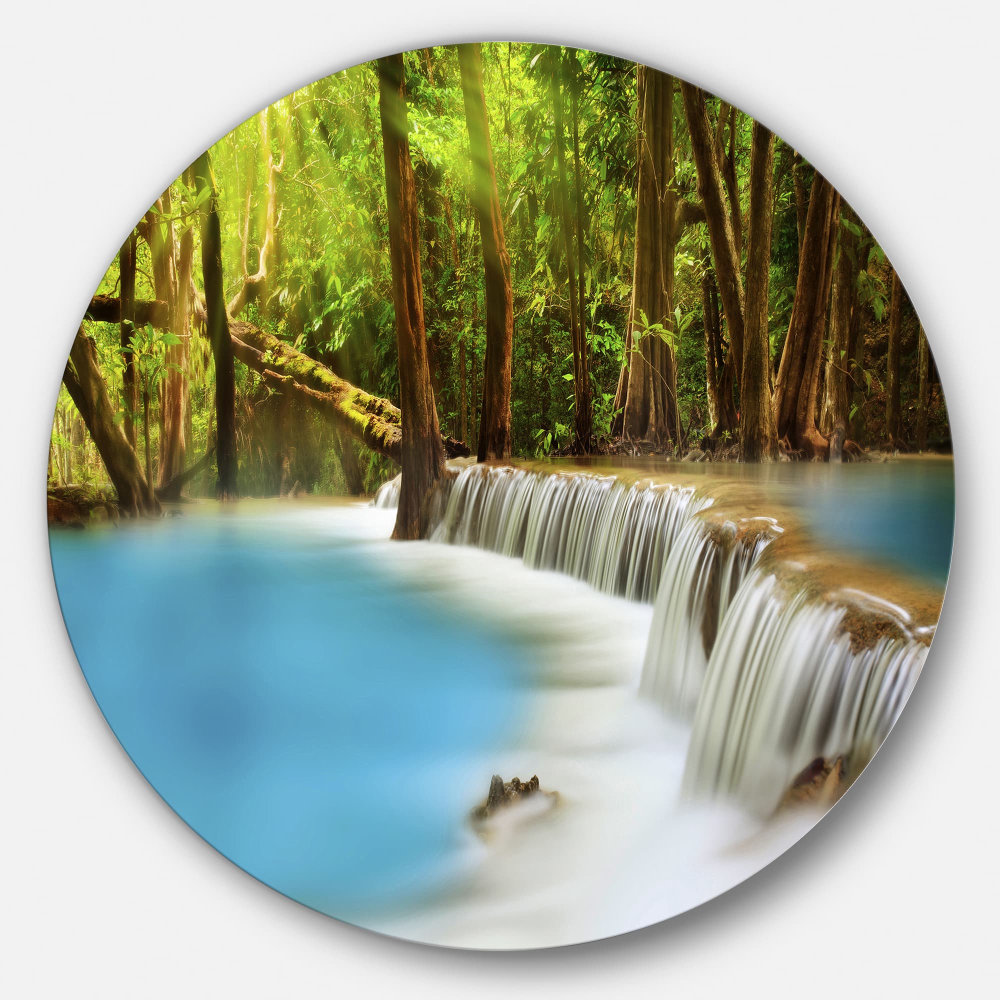 Designart - Huai Mae Kamin Waterfall' Photography Circle Metal Wall Art