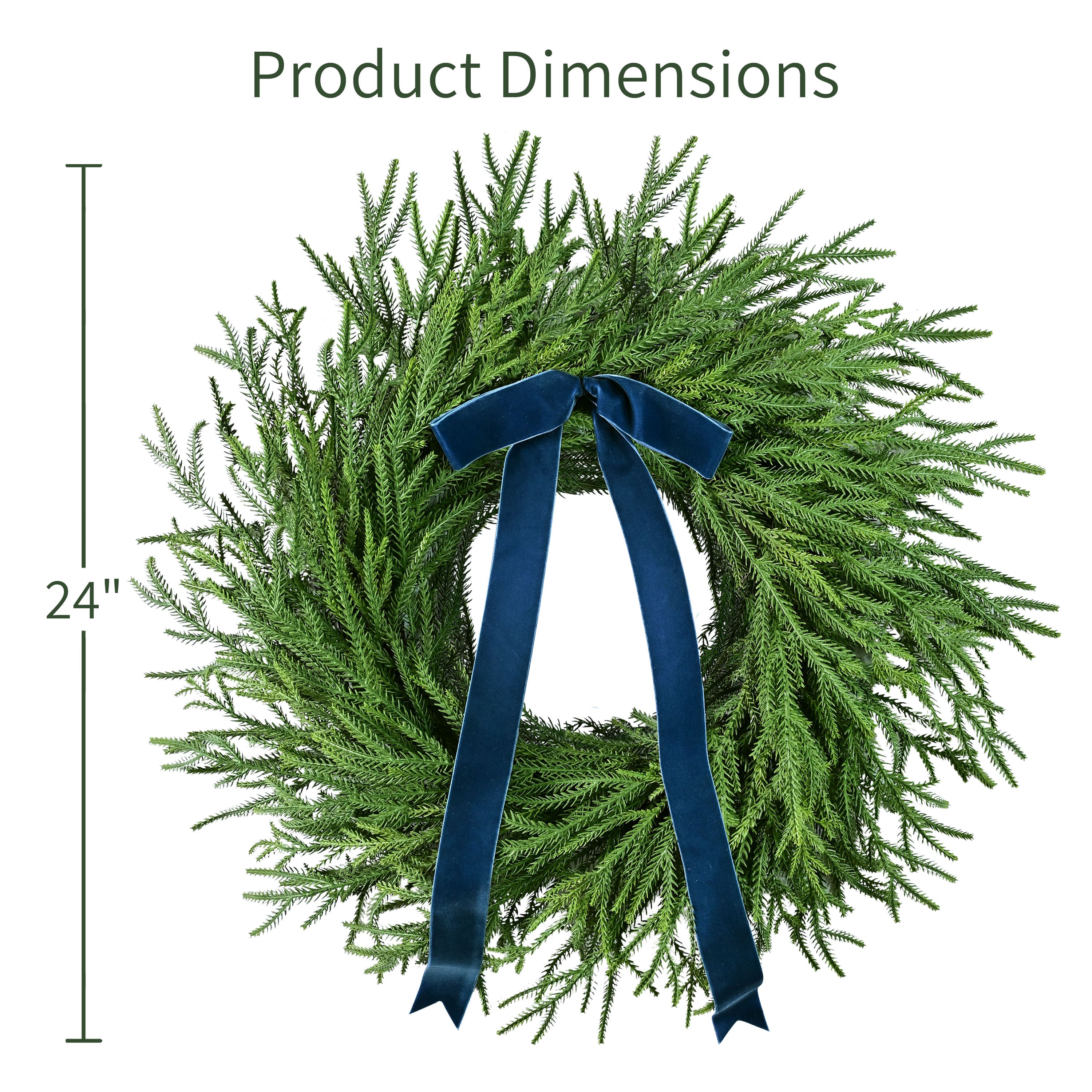 Puleo International 24" Unlit Artificial Spruce Wreath with Bow