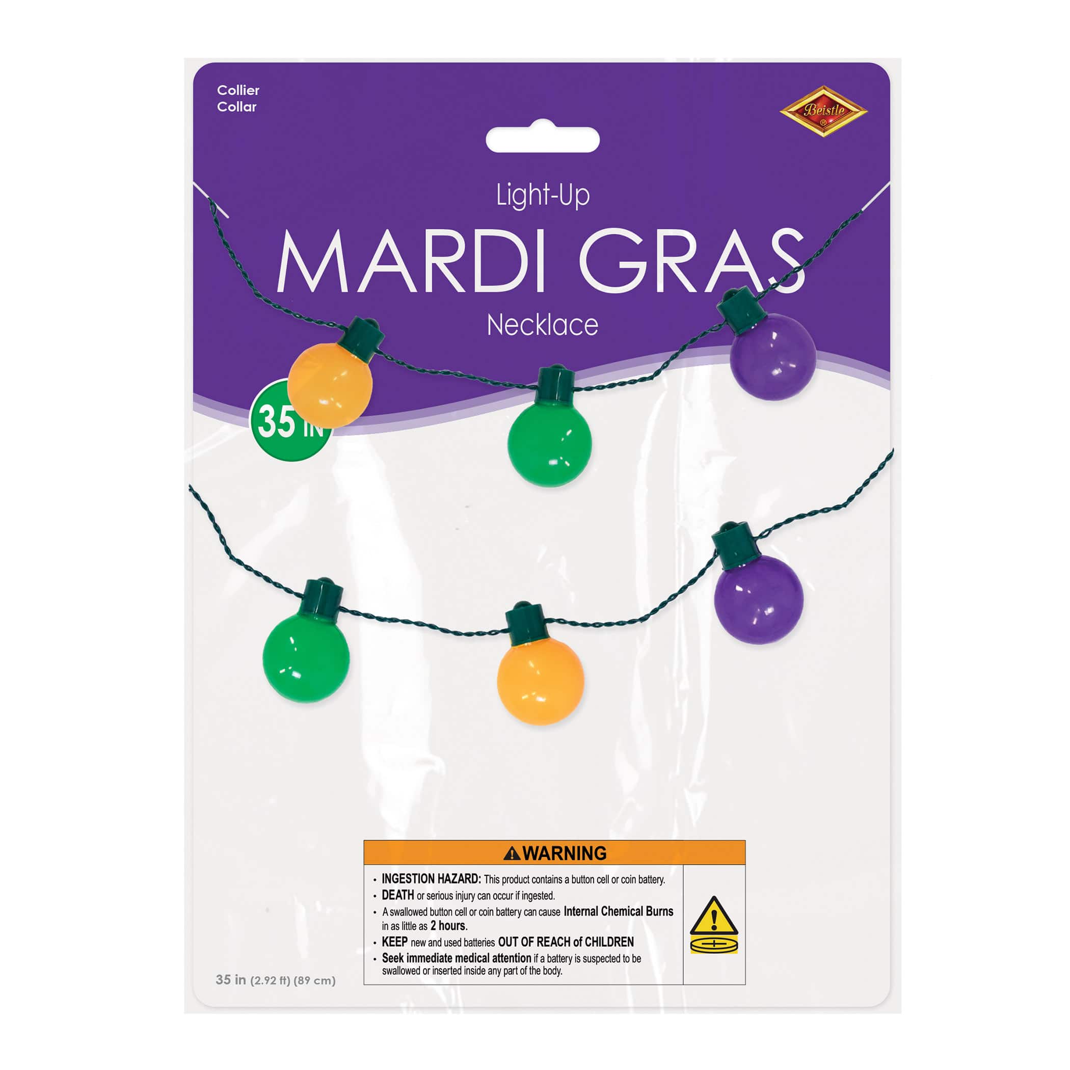 Beistle 35" Pre-Lit Light-Up Oversized Mardi Gras Necklace