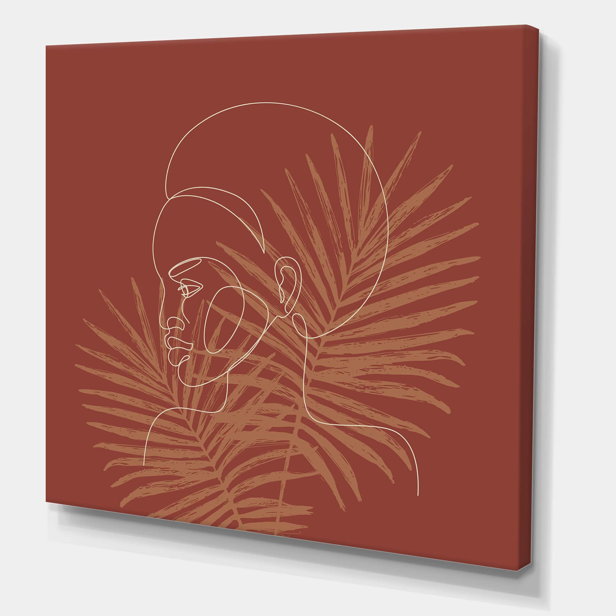 Designart - Sillhouette of African American Girl on Palm Leaves