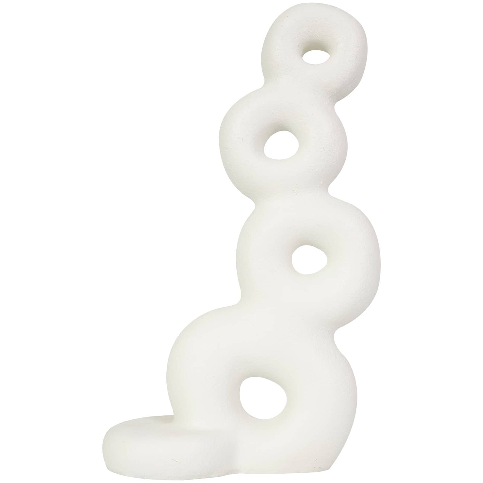 18" White Abstract Stacked Circle Ring Sculpture