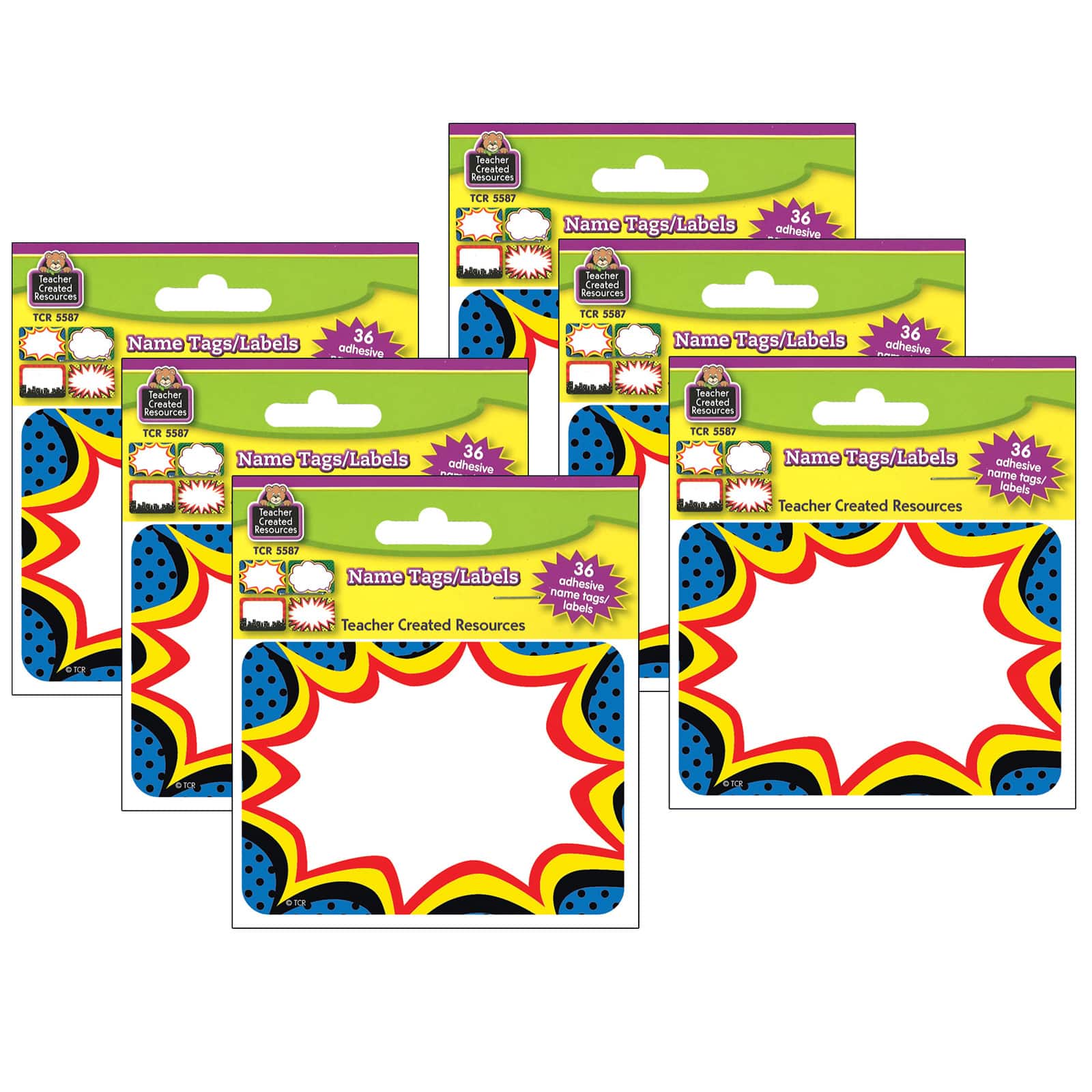 Teacher Created Resources® 3.5" x 2.5" Superhero Name Tags Labels, 6 Packs of 36