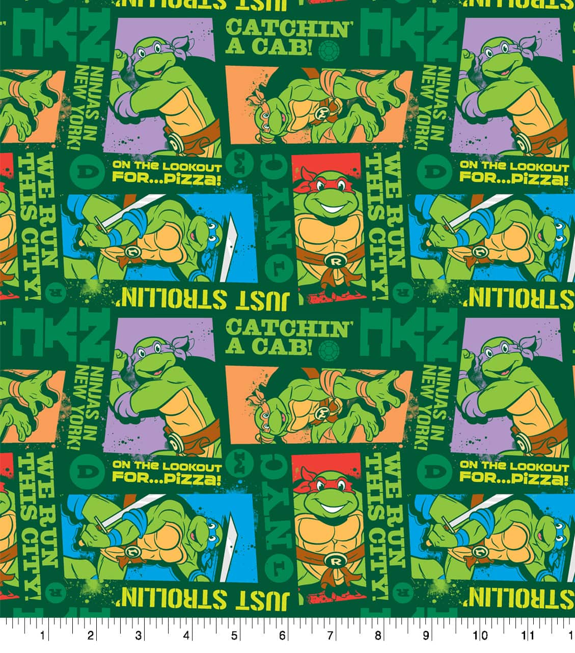 Nickelodeon Teenage Muntant Ninja Turtles New York Cotton Fabric