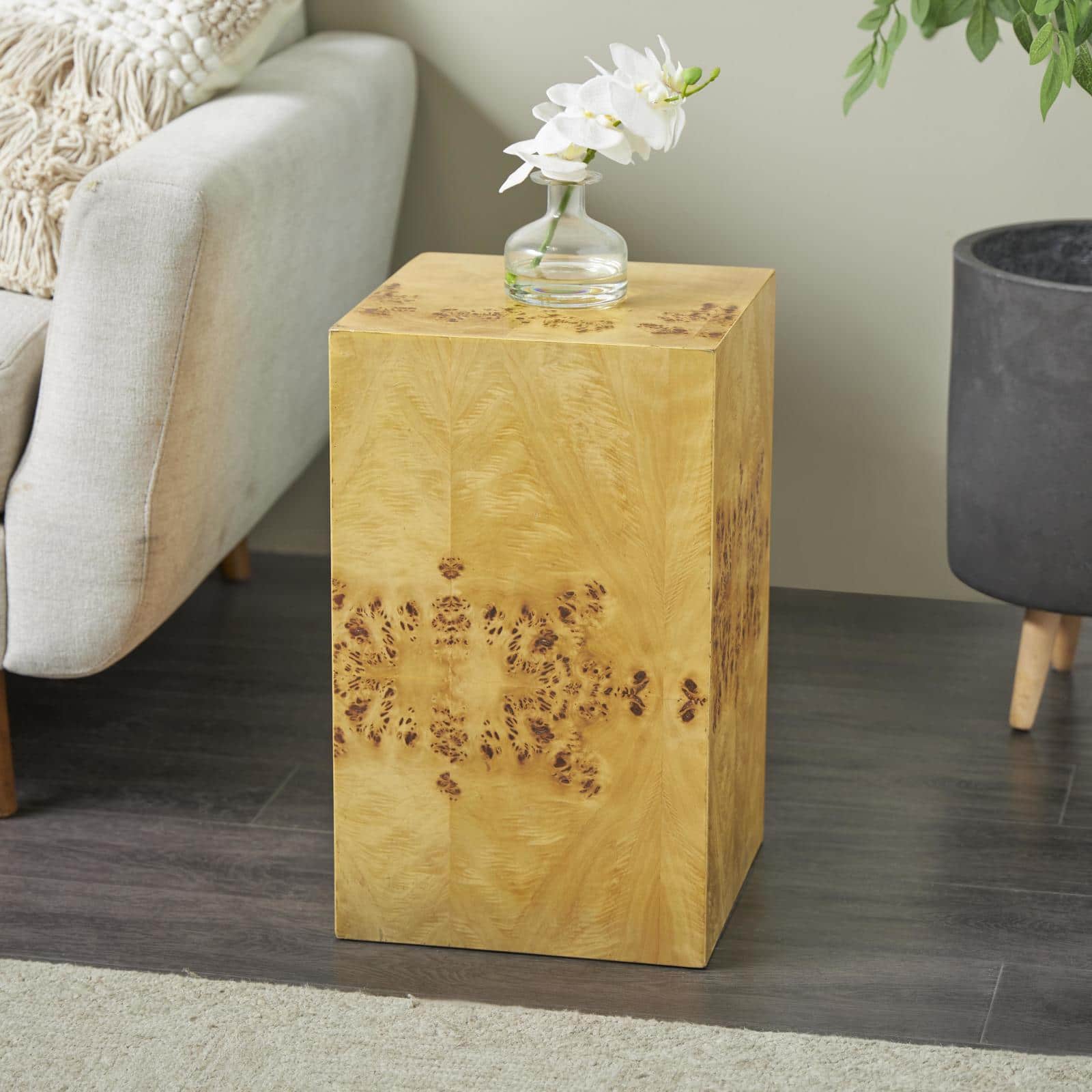 12" x 20" Brown Wood Square Accent Table
