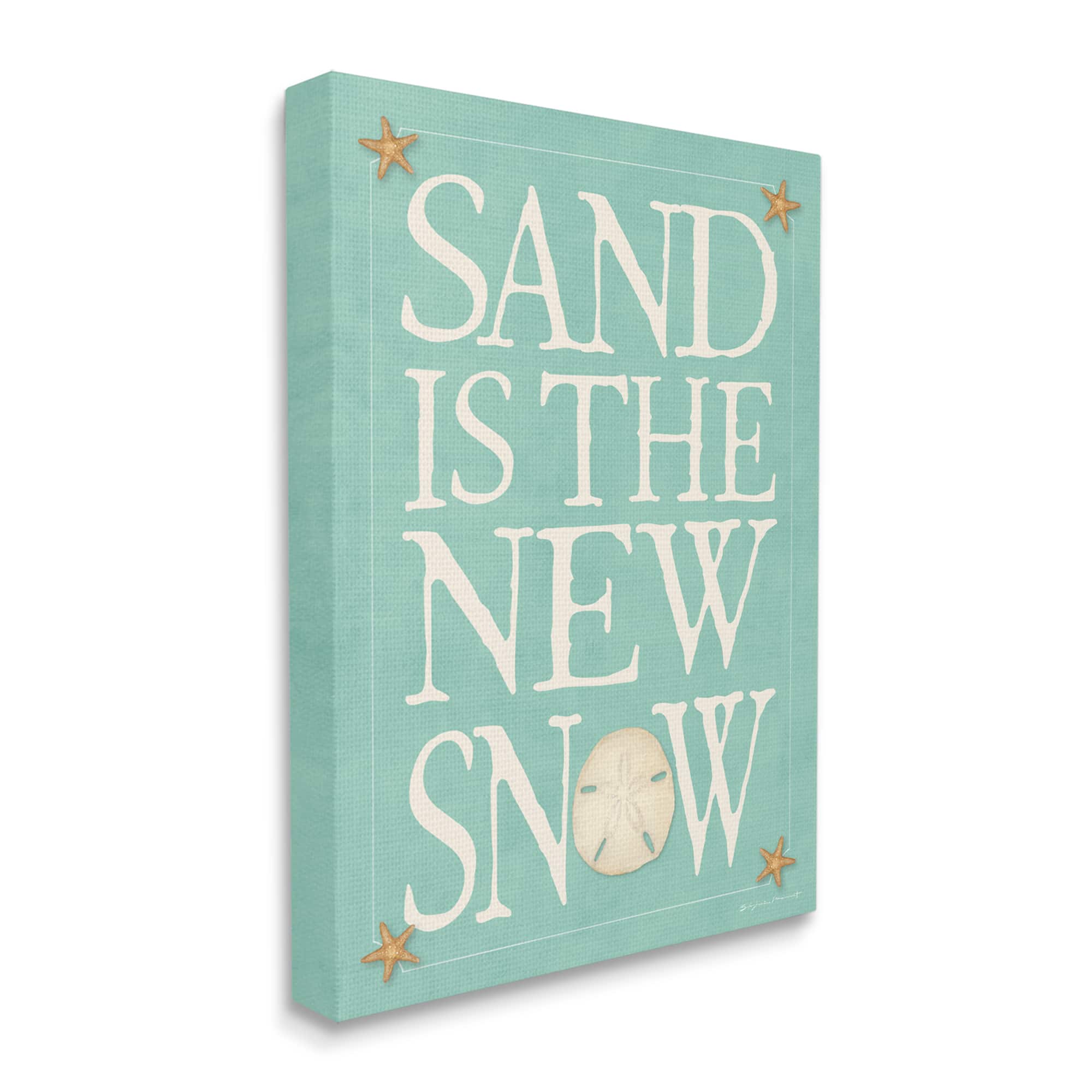 Stupell Industries Sand is the New Snow Nautical Winter Starfish Canvas Wall Art