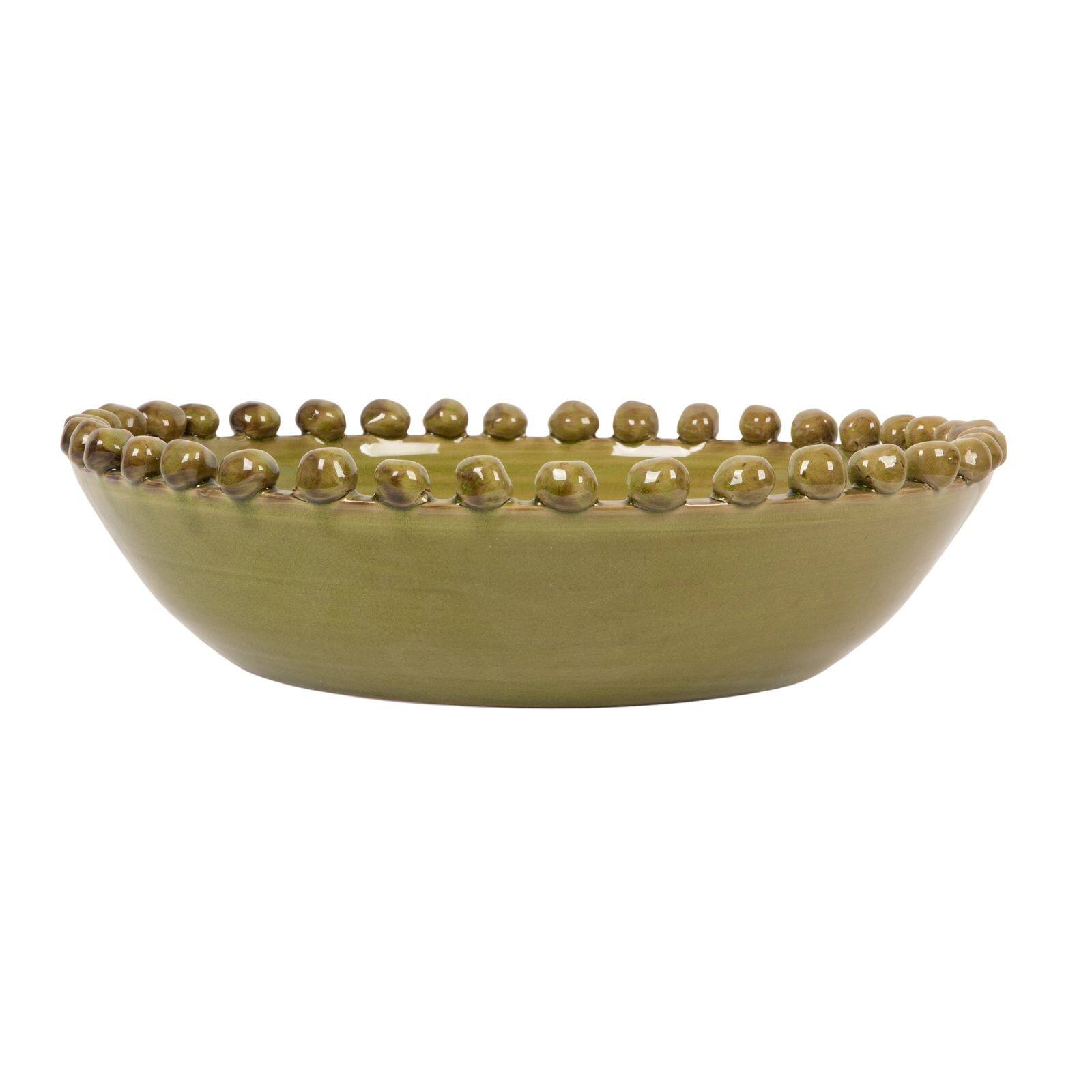 Hello Honey® 16.5" Green Round Hobnail Terra Cotta Decorative Bowl