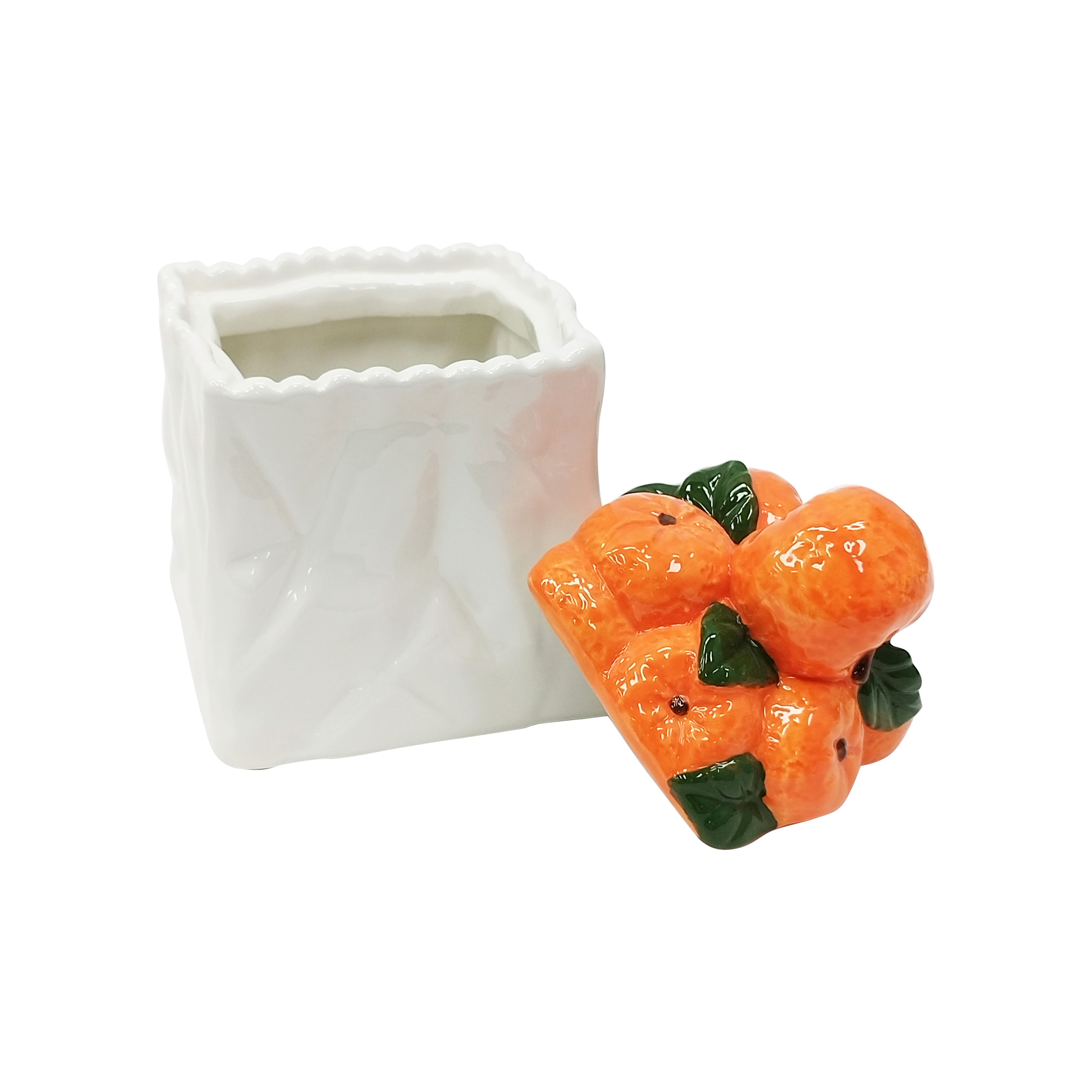 Pot du sucre en céramique avec couvercle avec orange de 17,7 cm d’Ashland