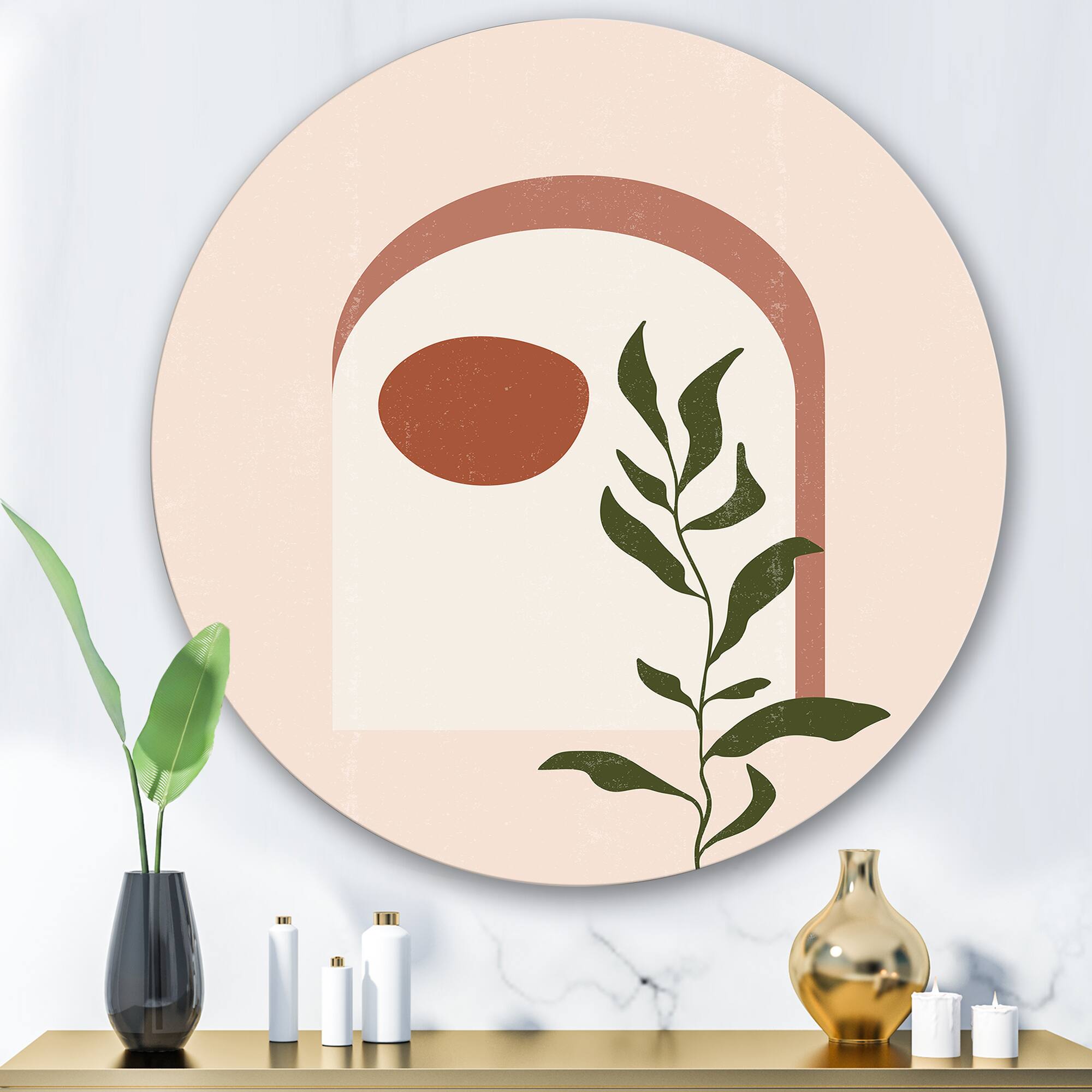 Designart - Abstract Geometrical Moon With Leaf III
