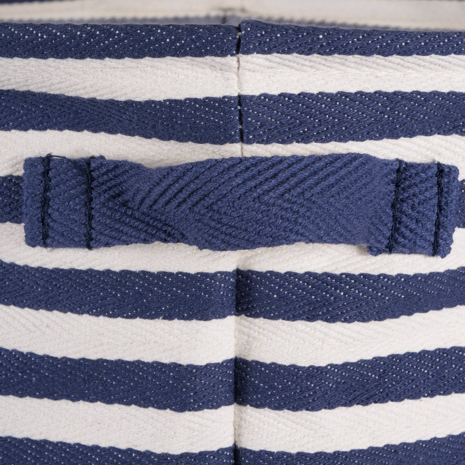 DII® 20" French Blue & White Striped Round PE-Coated Herringbone Cotton Laundry Hamper