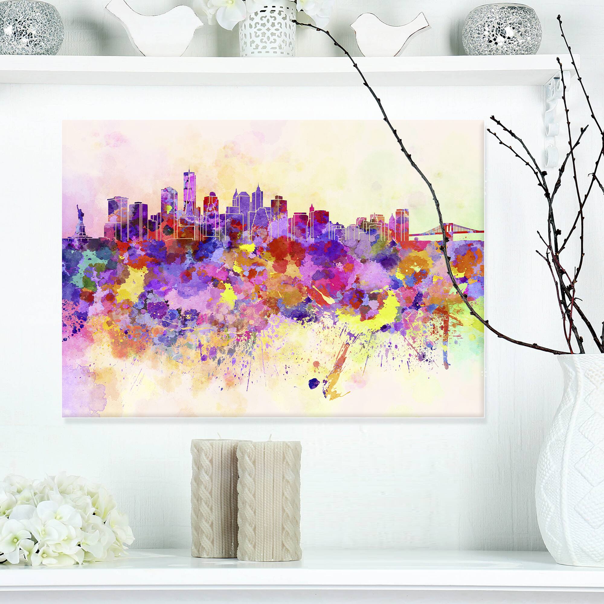 Designart - Purple New York Skyline
