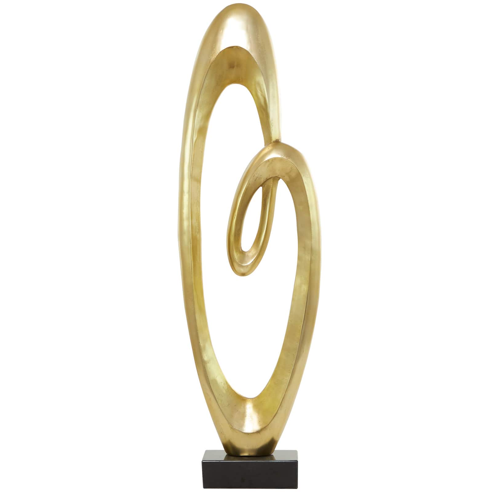 52" Aluminum Swirl Abstract Sculpture with Black Base
