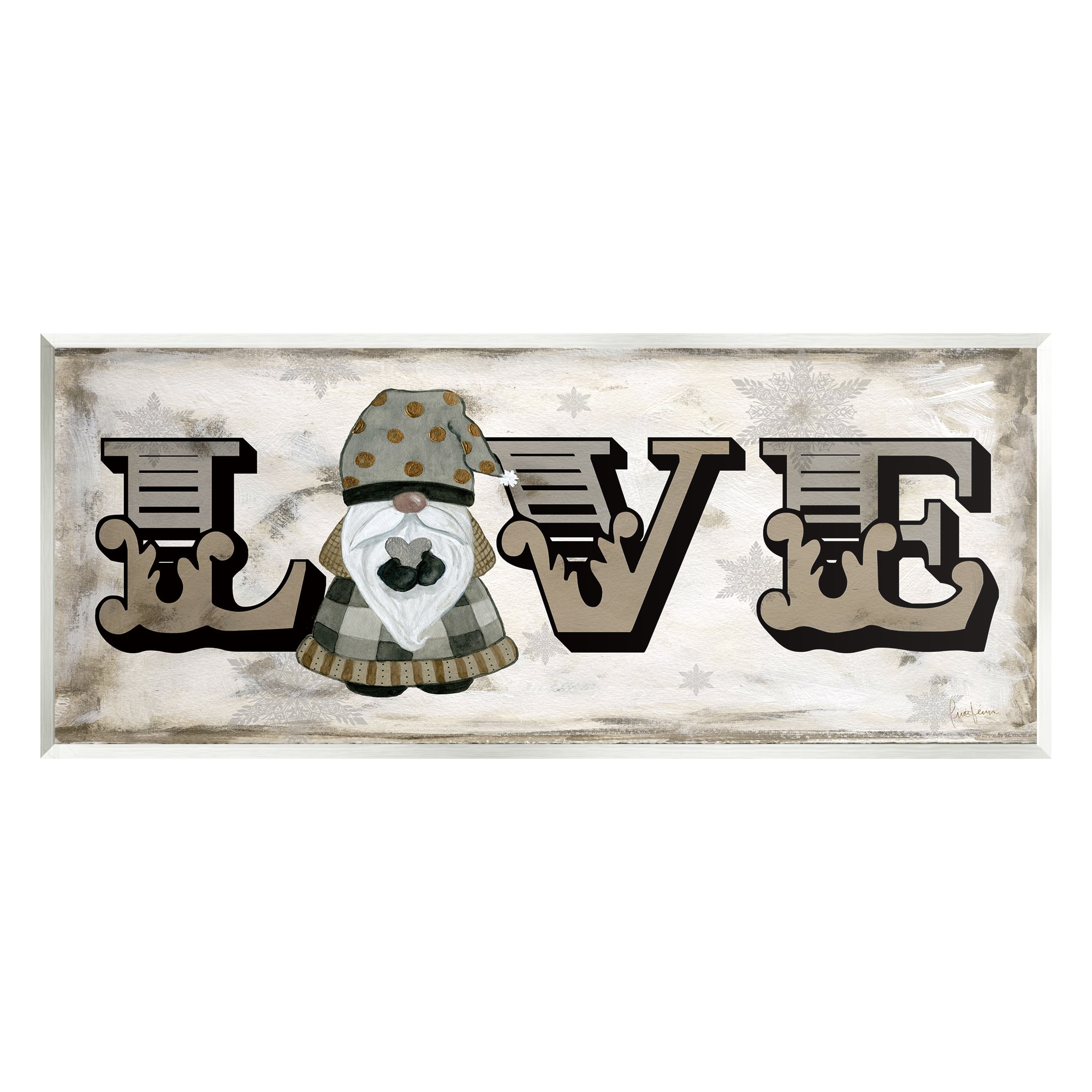 Stupell Industries Holiday Patterned Love Gnome Wall Plaque Art