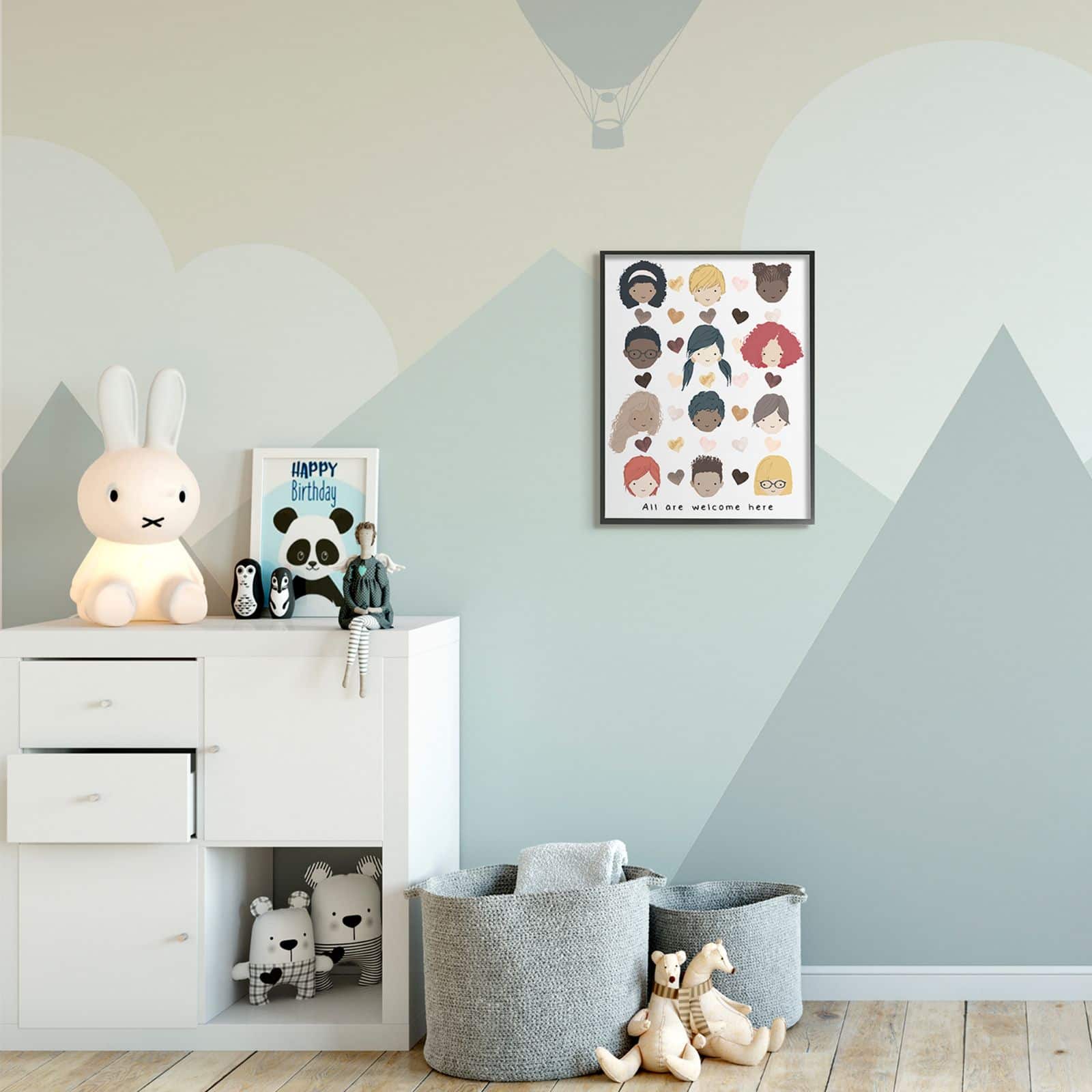 Stupell Industries All Welcome Here Child Portraits Black Framed Wall Art