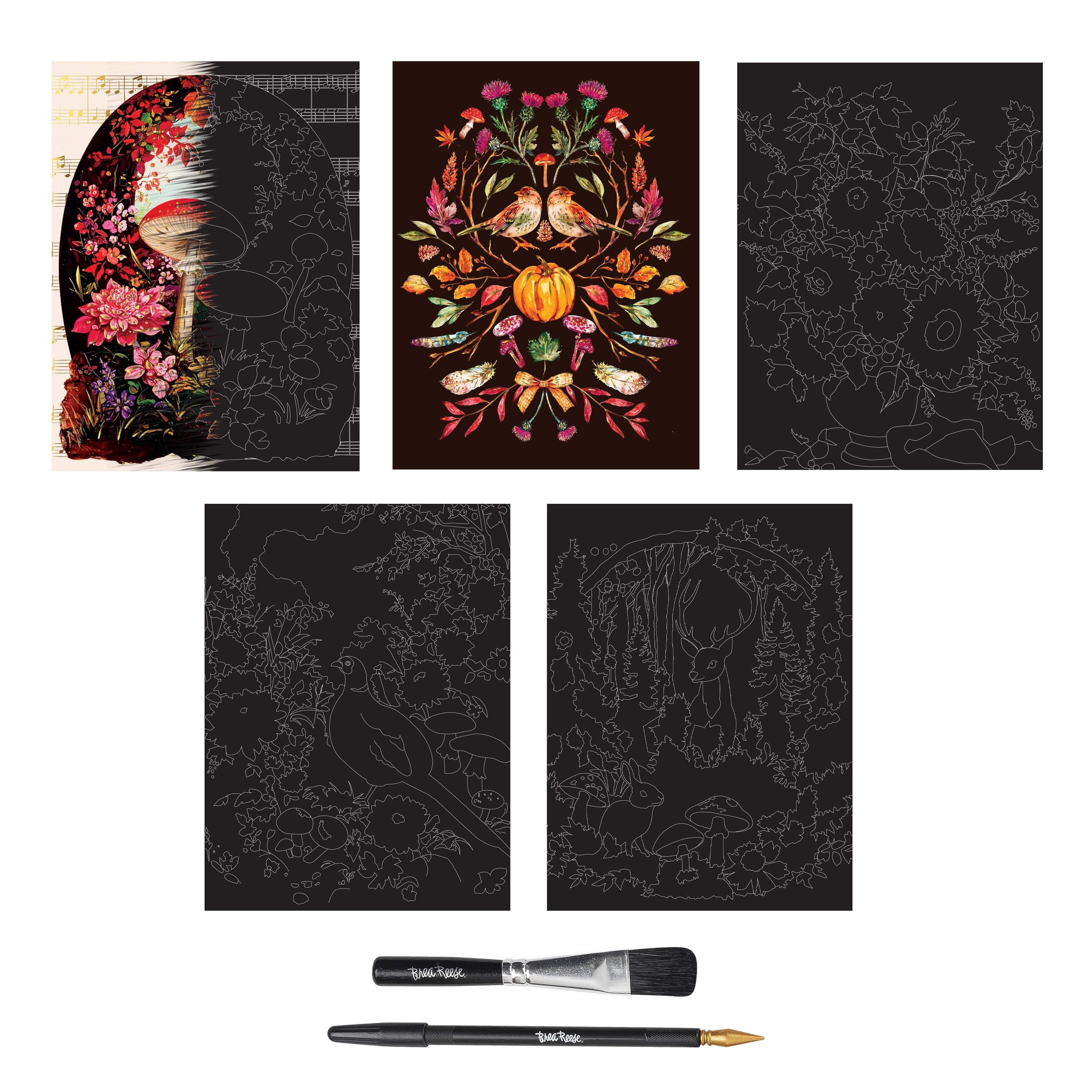 Brea Reese® 9" x 12" Florals in the Fall Scratch Art Paper Pad