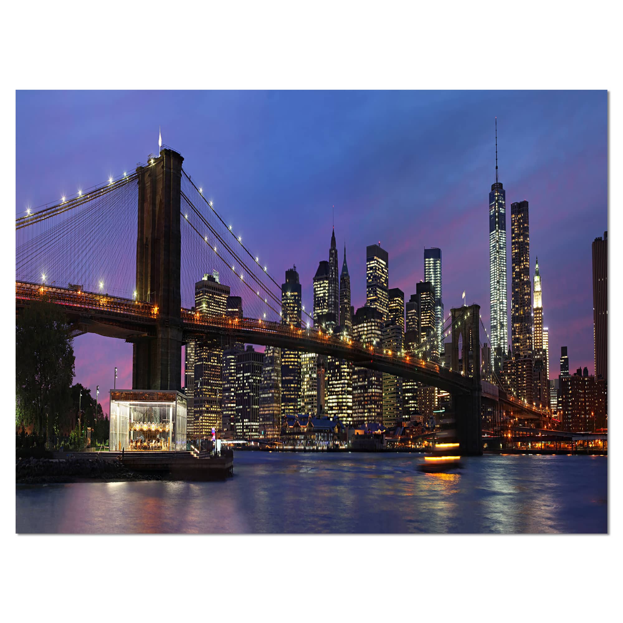Designart - Brooklyn Bridge and Manhattan at sunset