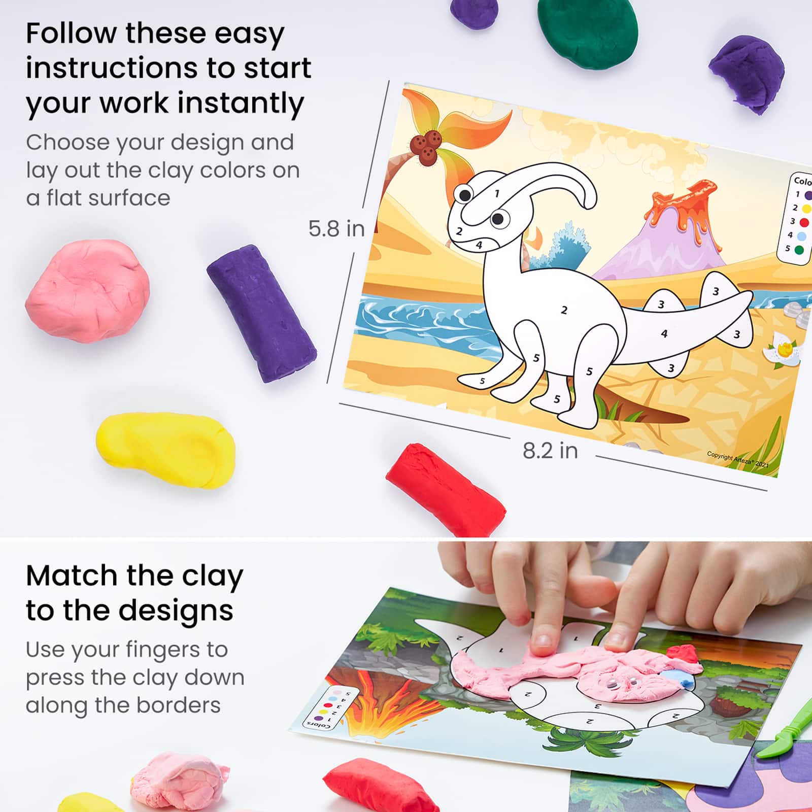 Arteza® Kids Dinosaurs Clay By Numbers Kit