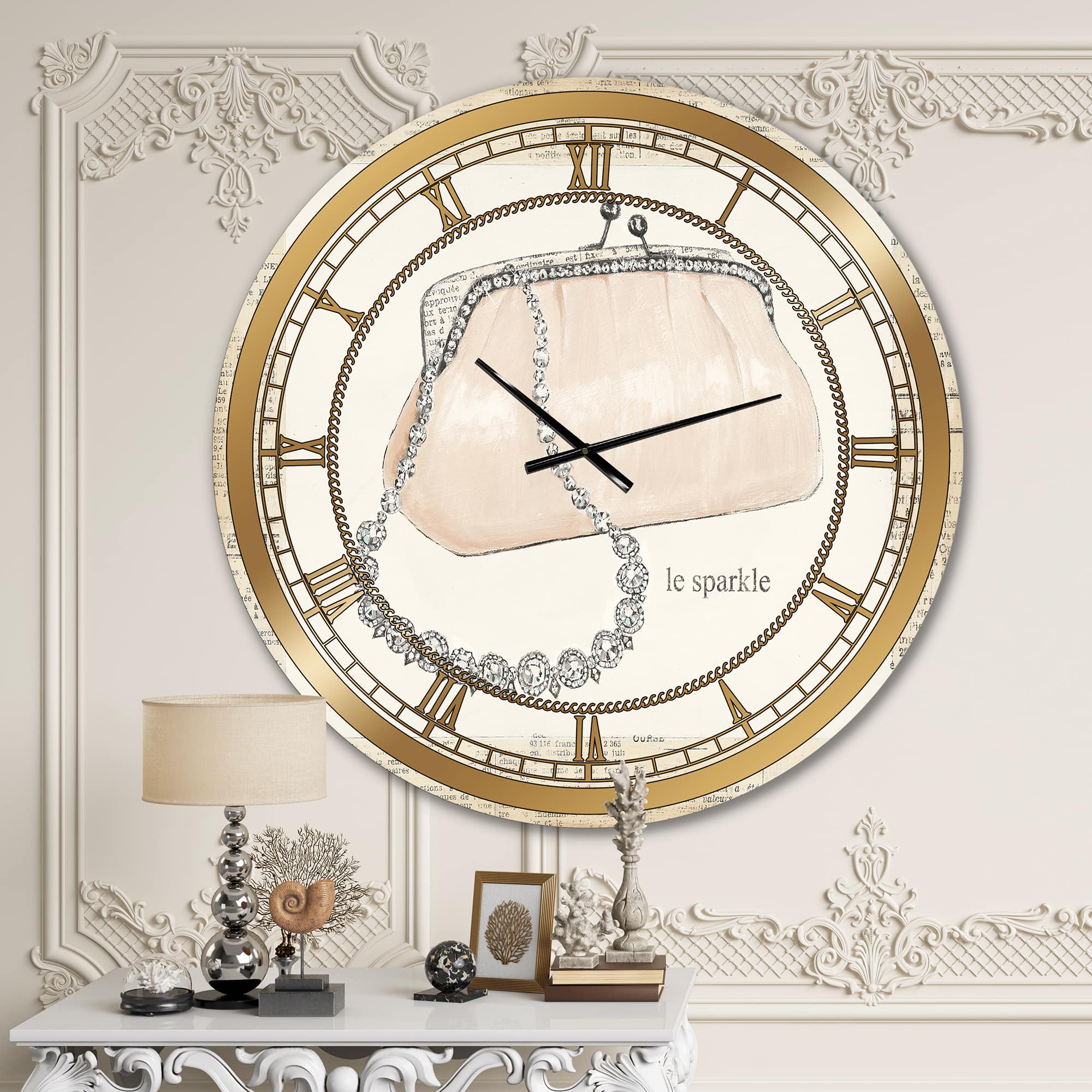 Designart Glamorous Sparkle Purse I Glam Wall Clock