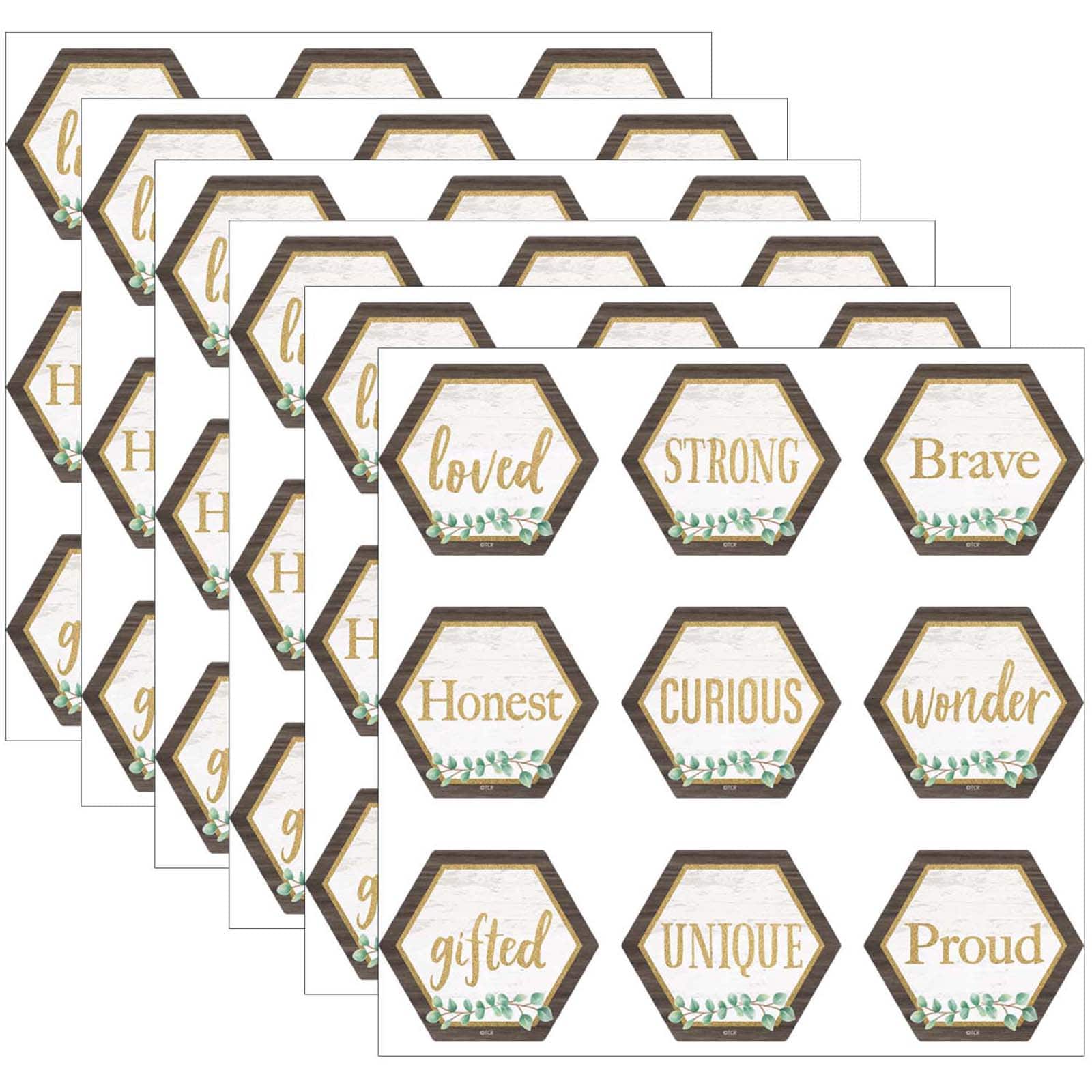 Teacher Created Resources Mini Eucalyptus Positive Words Accents, 6 Packs of 36