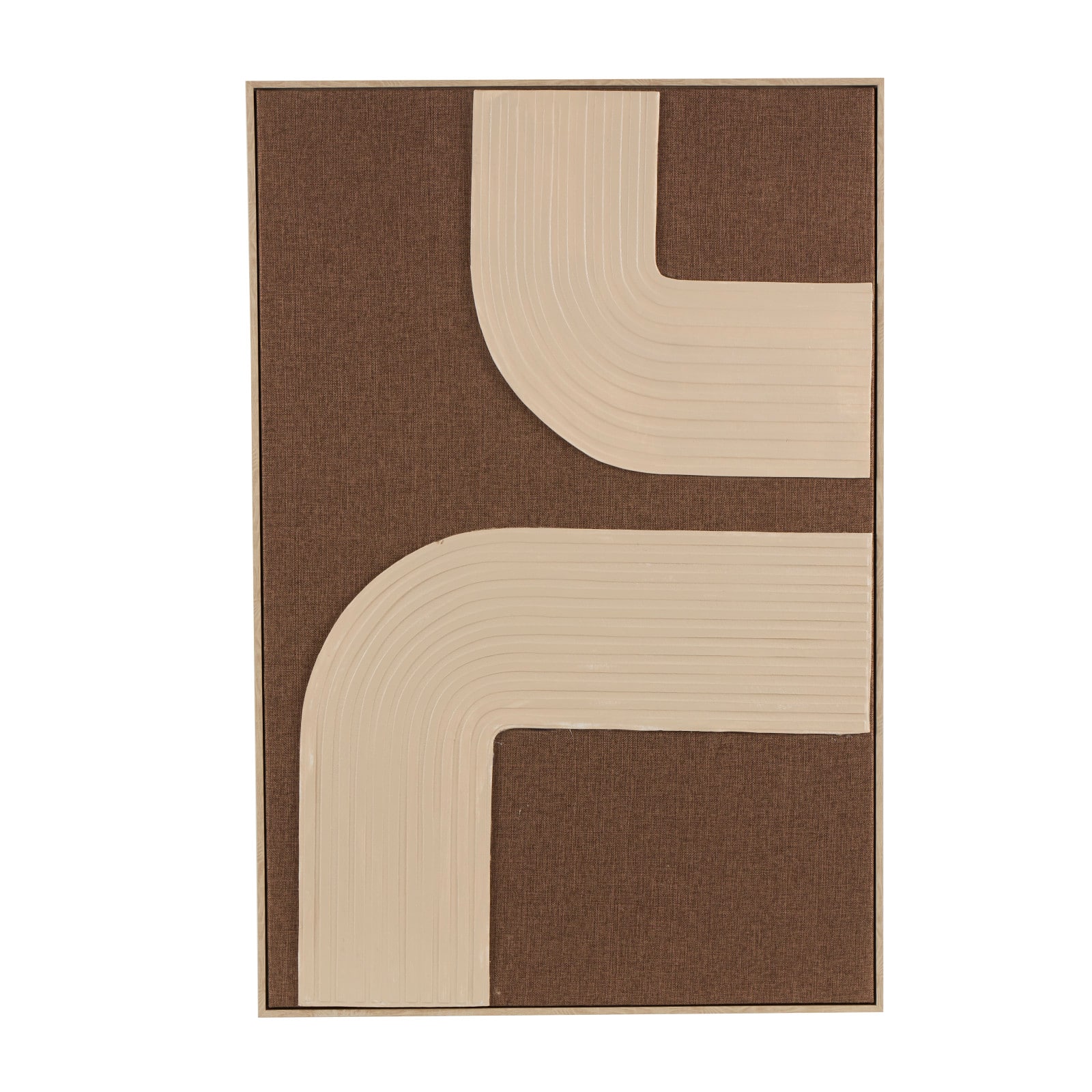 33" x 49" Brown Polyester Abstract Framed Wall Art with Tan Ribbed Arches