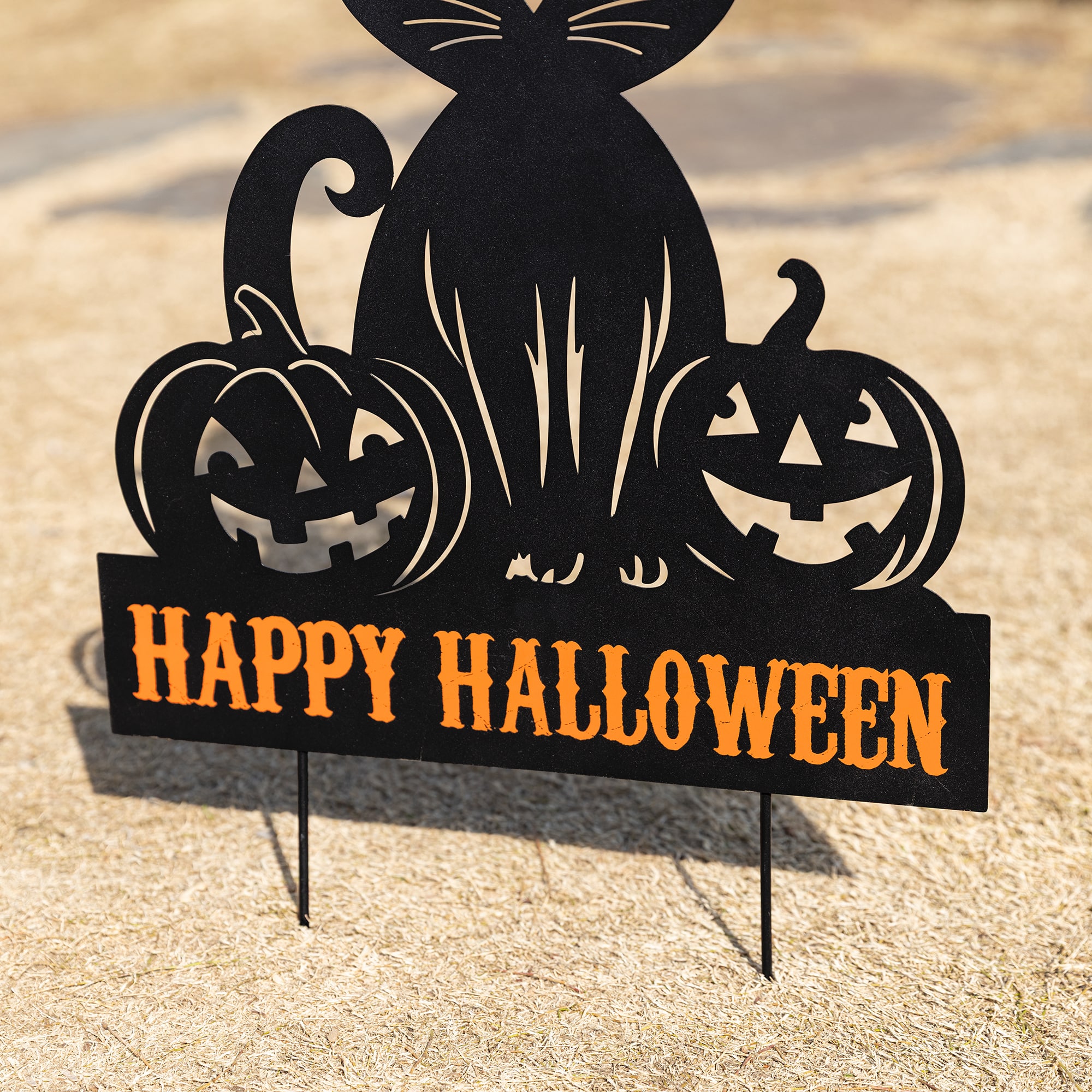 Glitzhome® 30.25" Halloween Metal Silhouette Cat Yard Stake