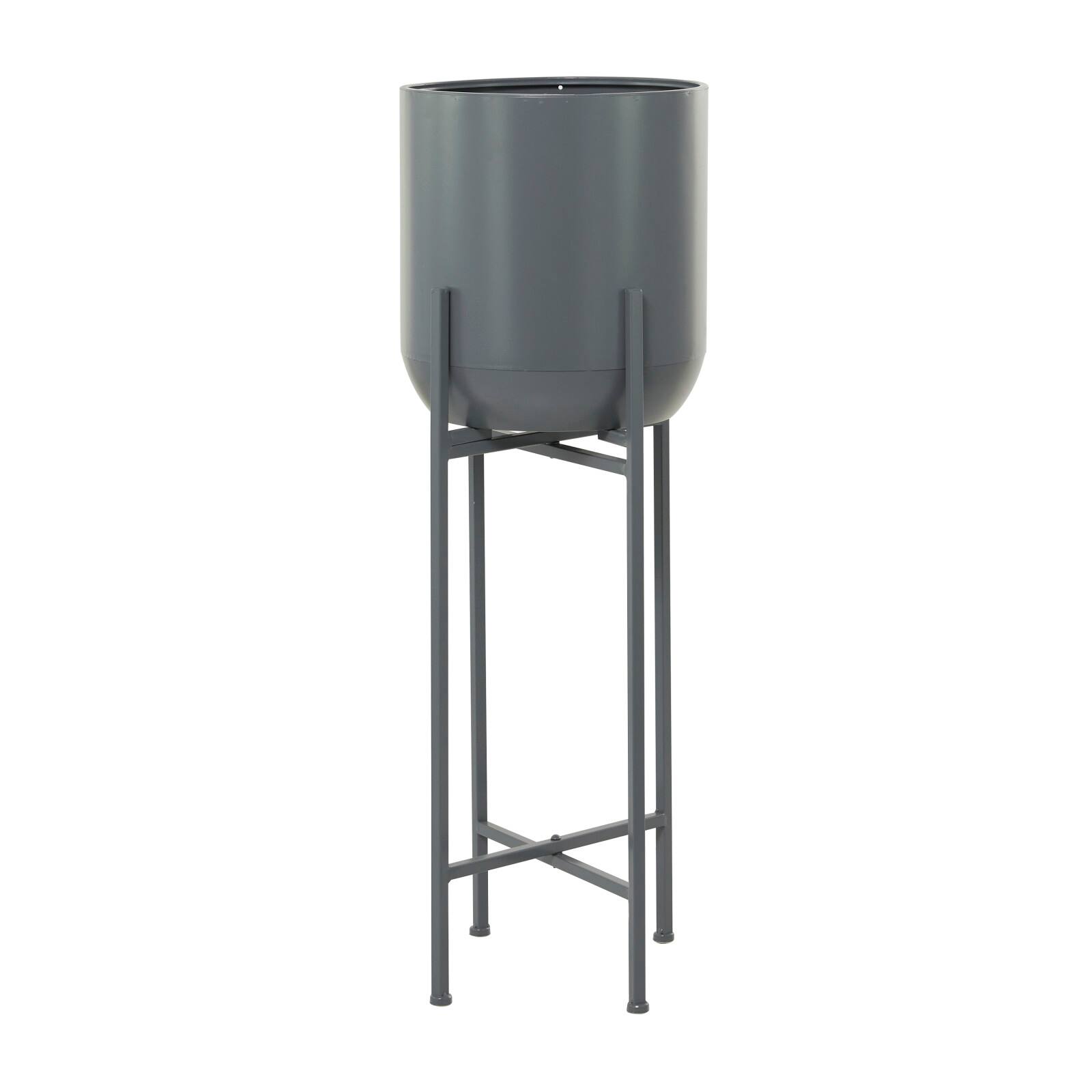 Dark Grey Modern Planter, 13" x 13" x 36"