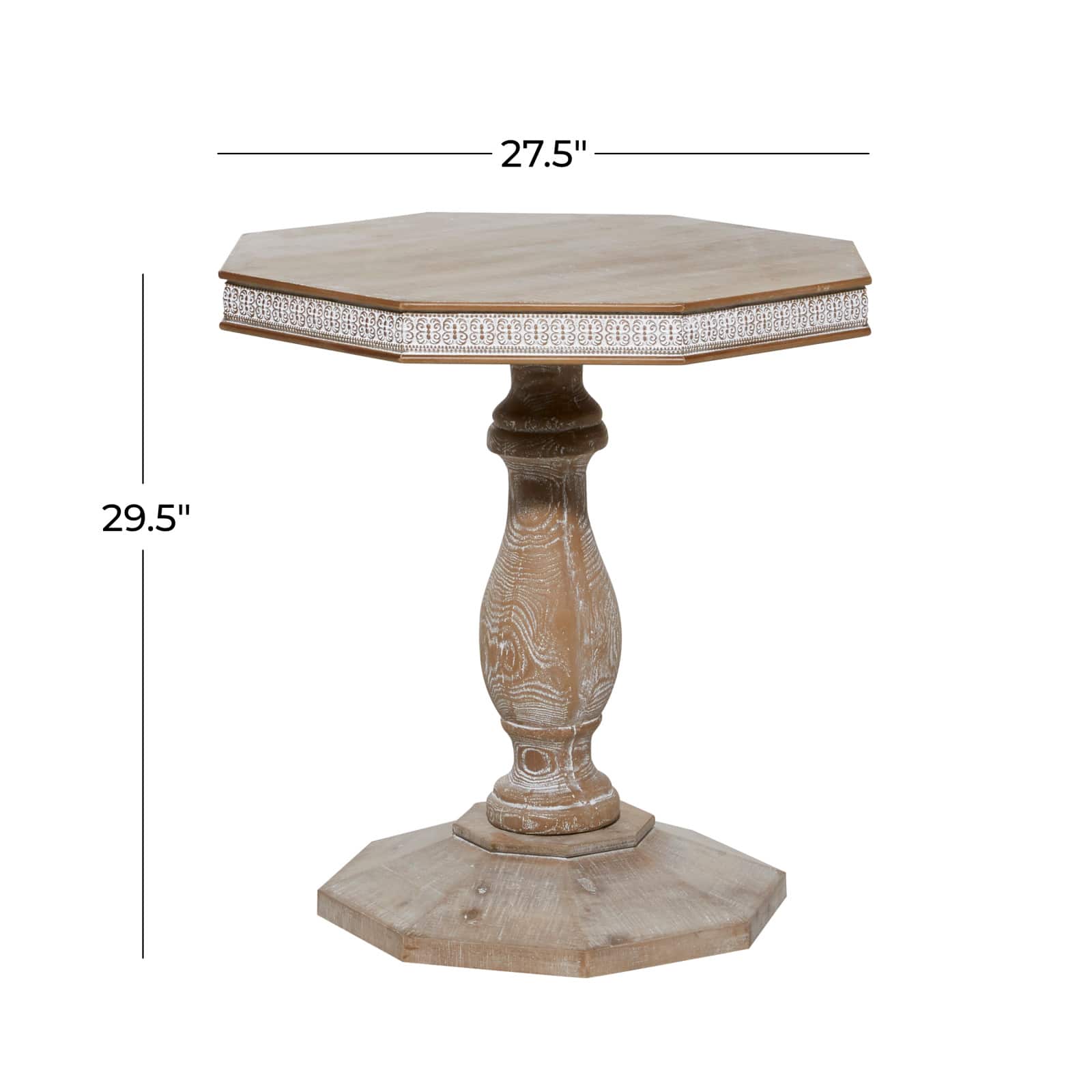 Brown Farmhouse Wood Accent Table, 30" x 28"