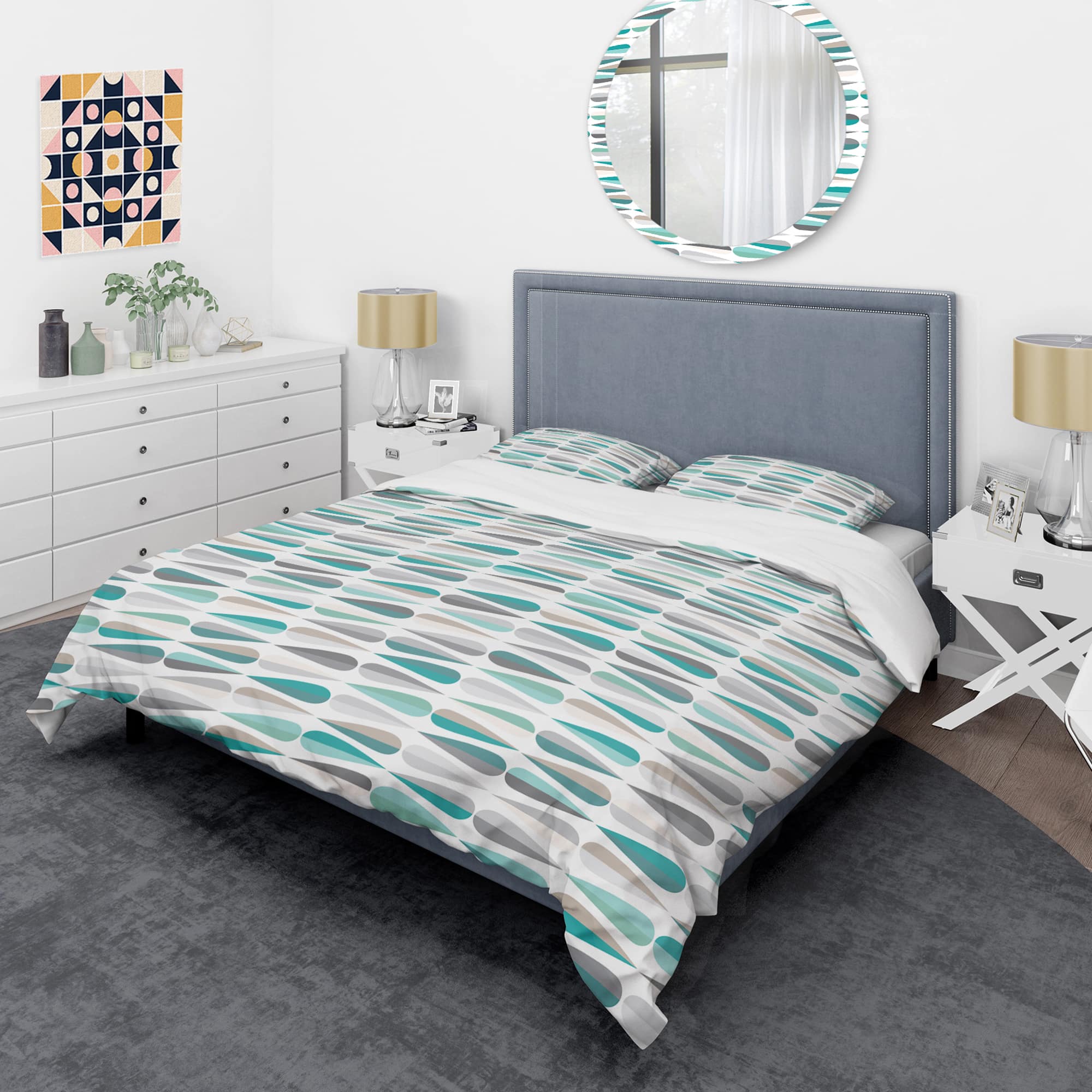 Designart 'Retro Abstract Drops III' Mid-Century Duvet Cover Set