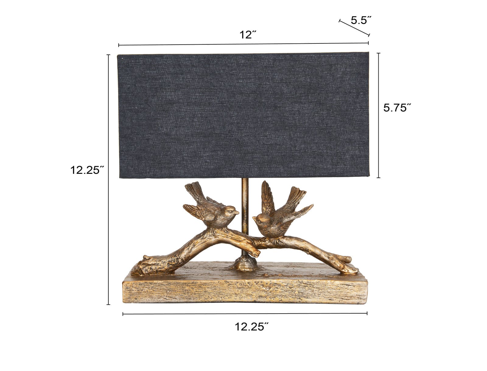 Hello Honey® 12.2" Birds on Branch Table Lamp with Rectangle Flax Shade