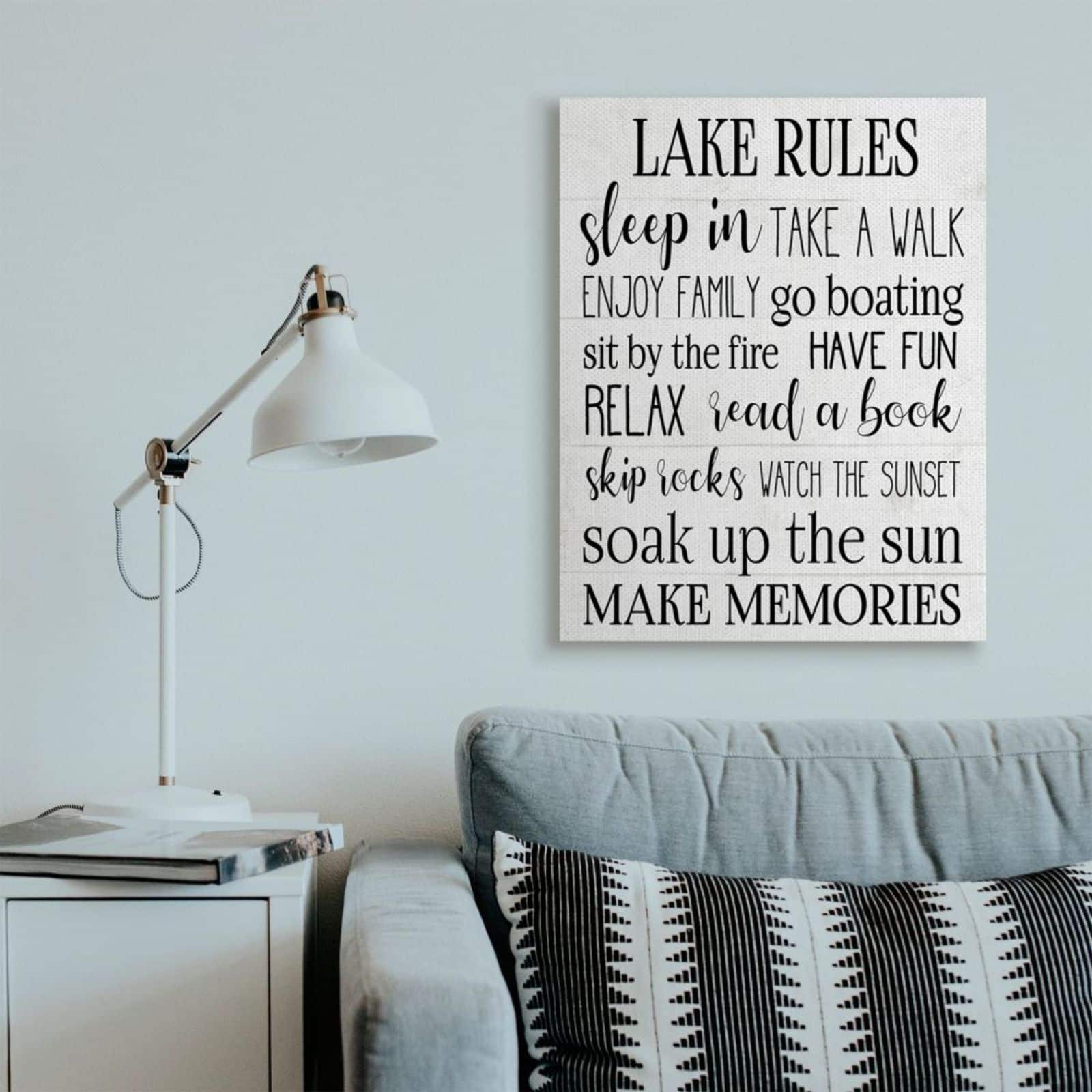 Stupell Industries Lake Rules Canvas Wall Art