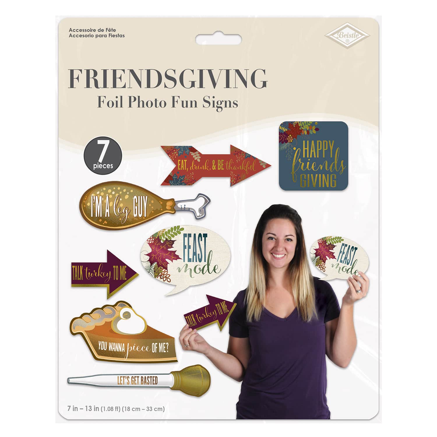 Beistle Friendsgiving Photo Fun Foil Signs, 2 Packs of 7