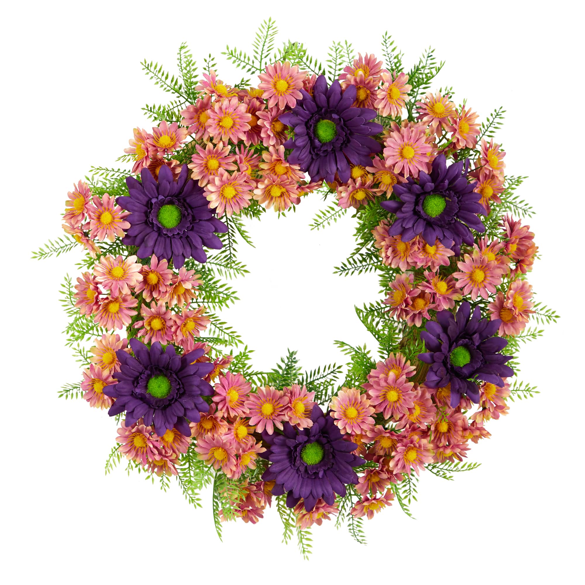 21" Mixed Daisy Wreath