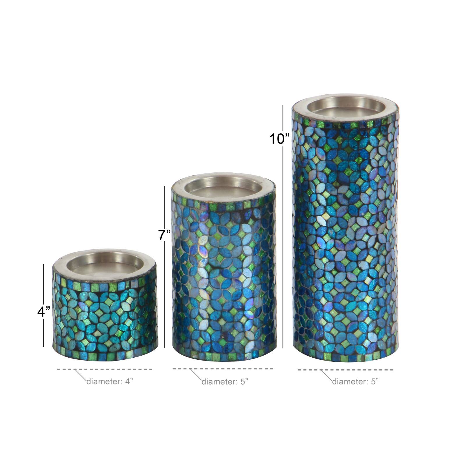 Turquoise Metal Glam Candle Holder Set