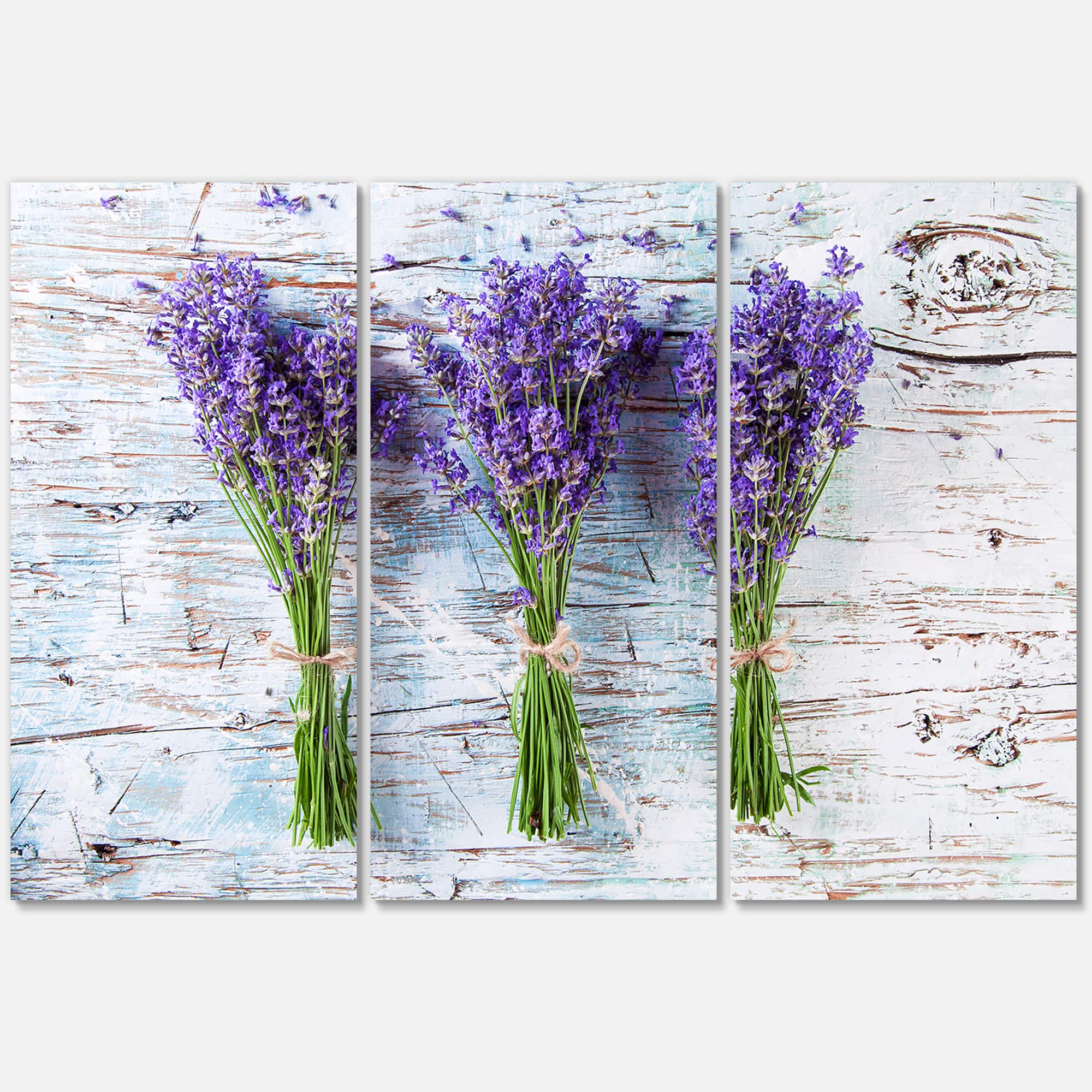 Designart - Fresh Lavender On Wood - Farmhouse Canvas Wall Art Print