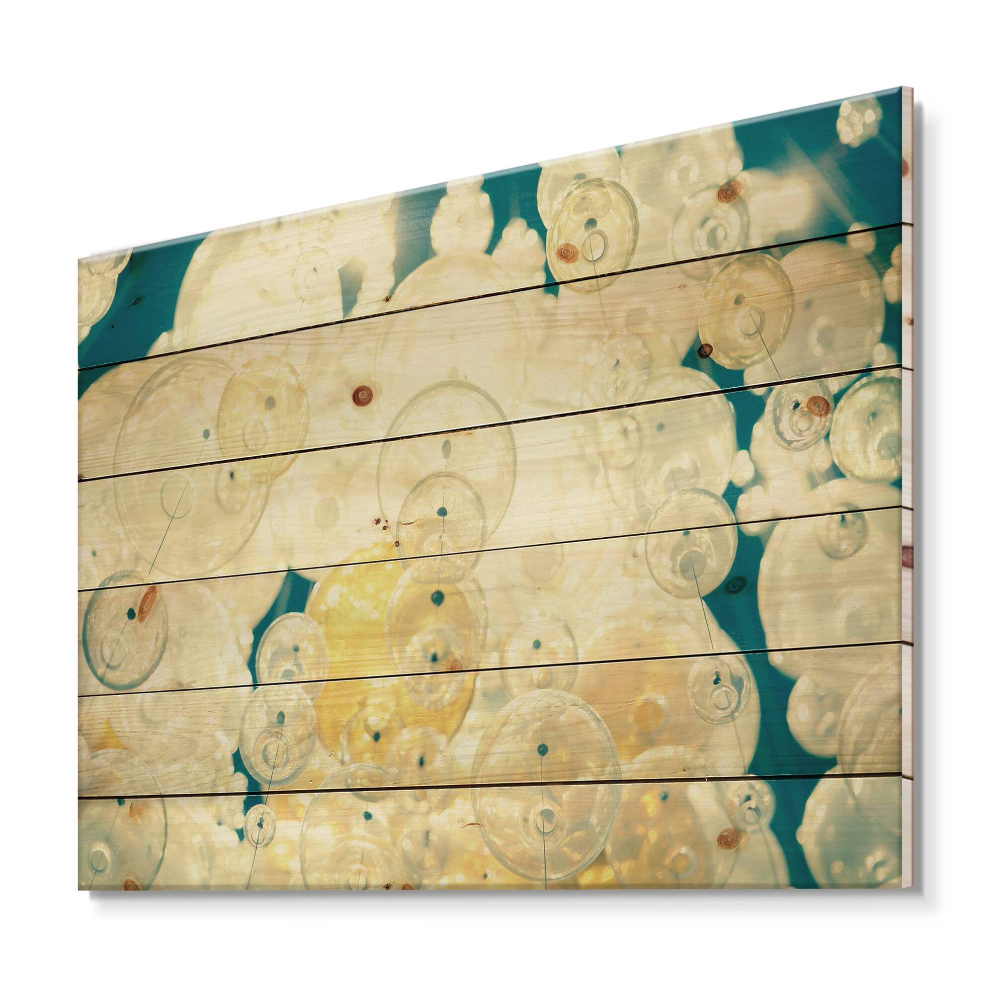 Designart - Abstract Chandelier In The Form of Balls II - Modern Print on Natural Pine Wood