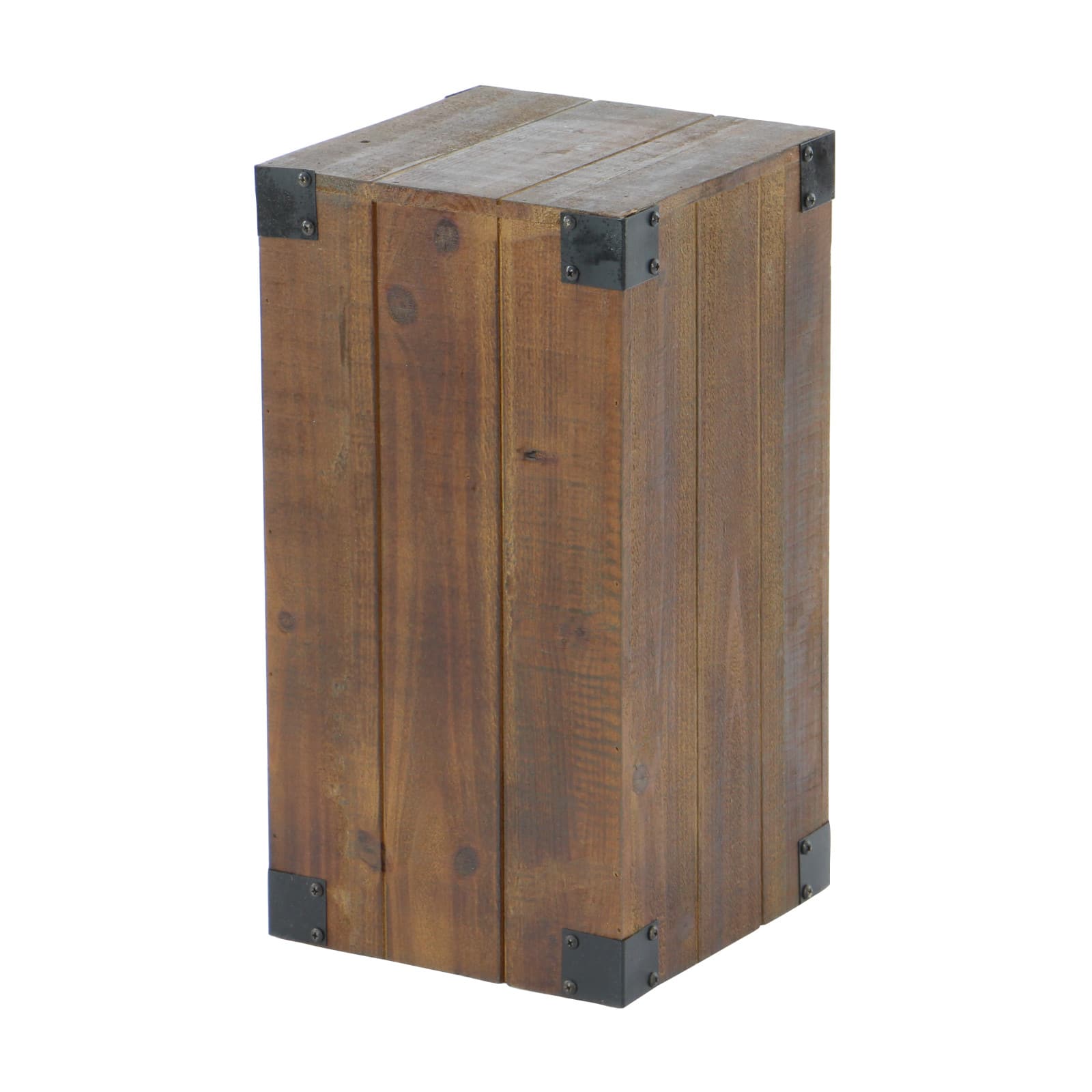 Set of 5" Brown Wood Farmhouse Pedestal Table, 36", 30", 24", 18", 12"