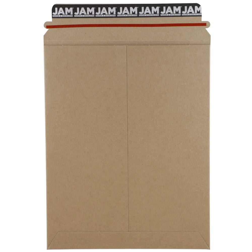 JAM Paper 9" x 11.5" Brown Kraft Flat Photo Mailer Peel & Seal Closure Envelopes, 6ct.