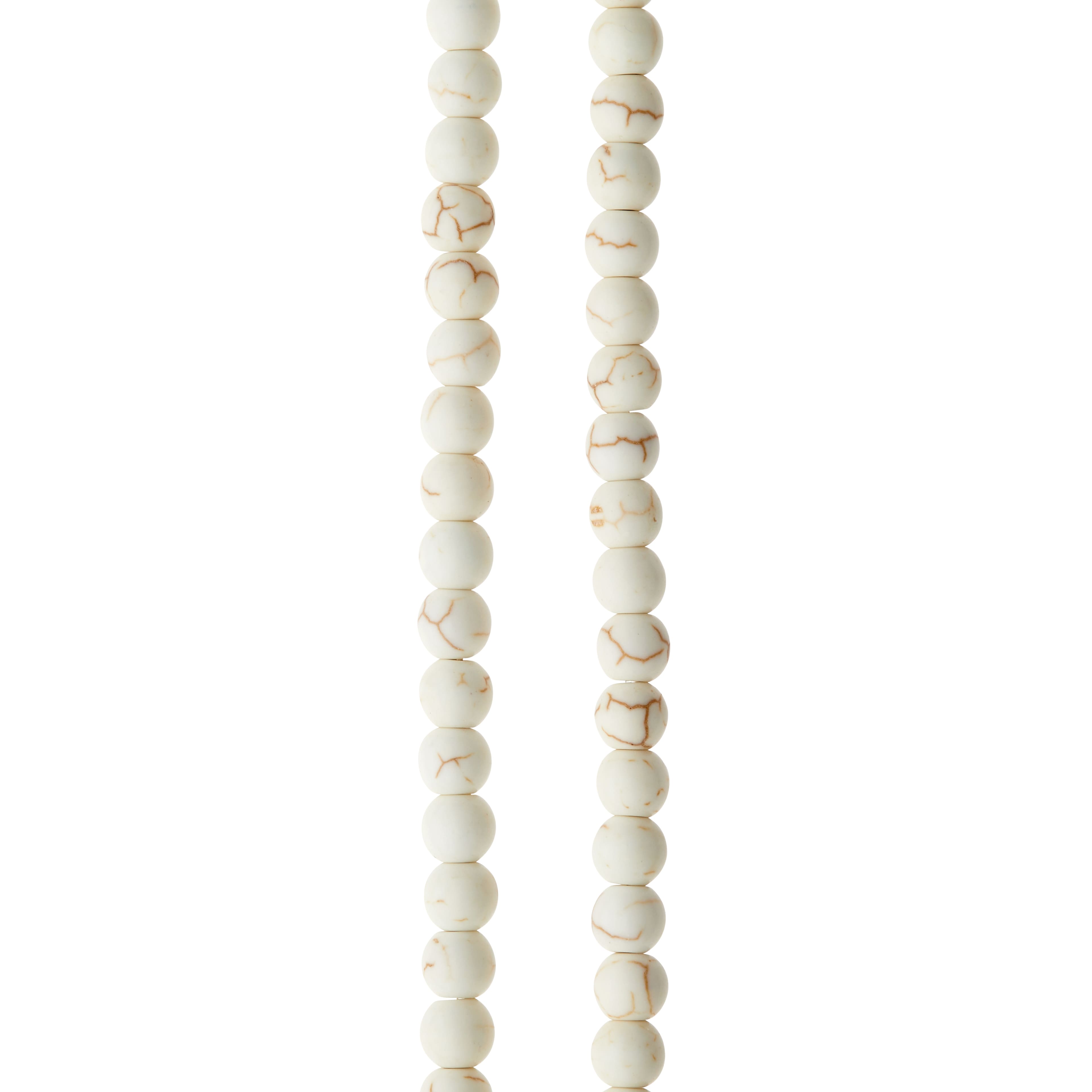 12 Pack:  White Crackle Dyed Howlite Round Beads, 6mm by Bead Landing™